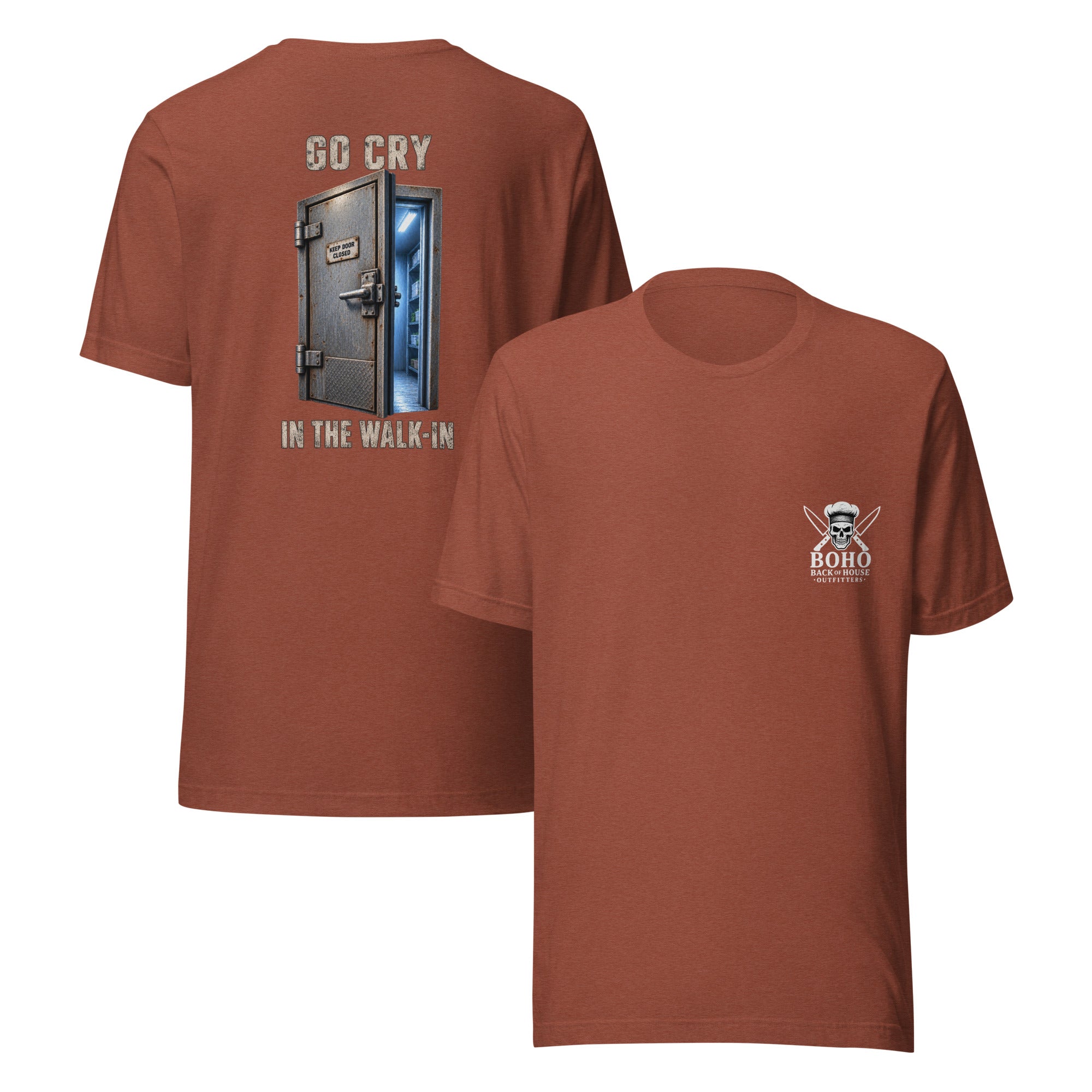 GO CRY Service Edition in Heather Clay, front and back