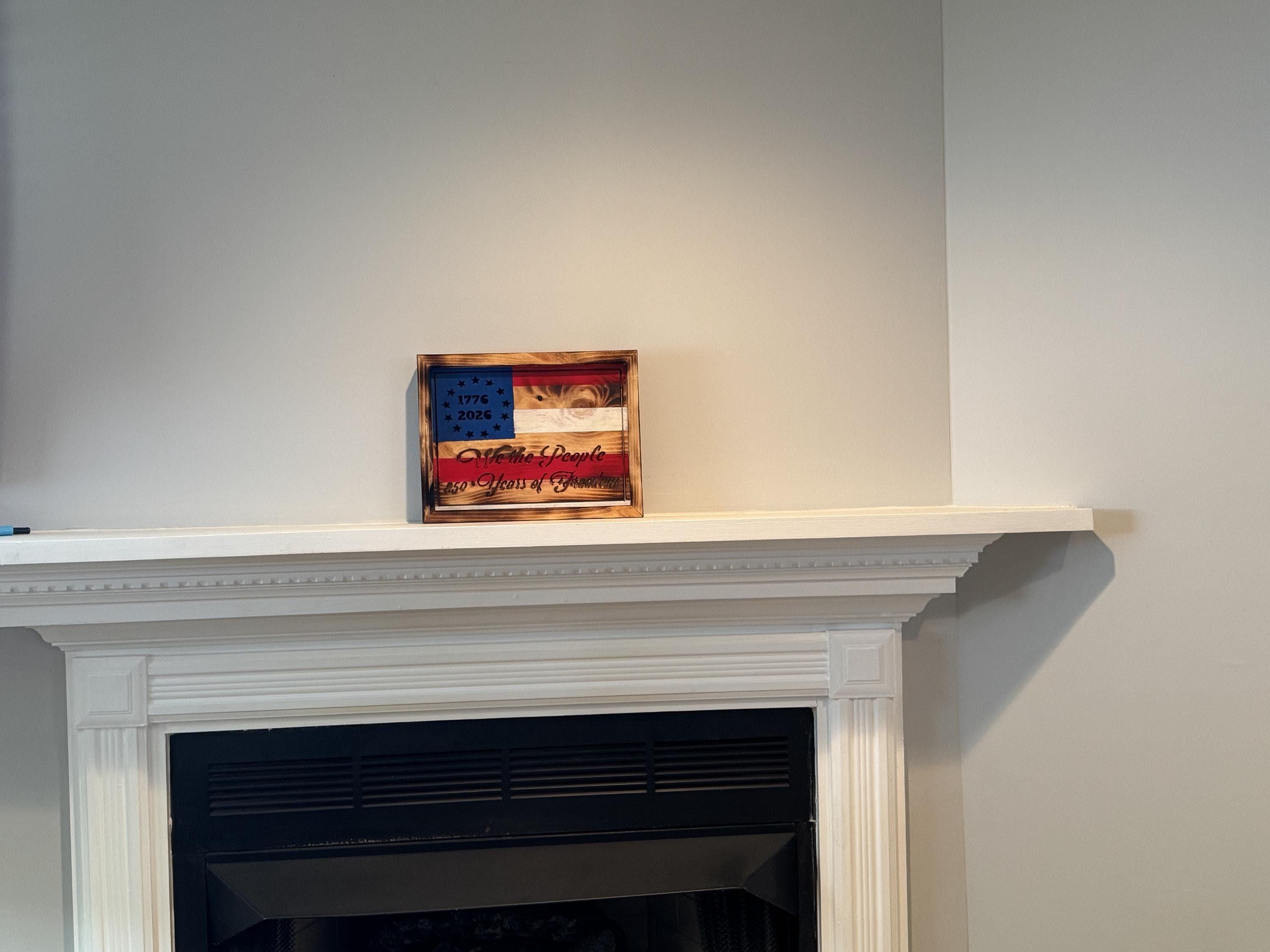 Betsy Ross Flag, Rustic Wood with CNC-Carved American Details, view 13