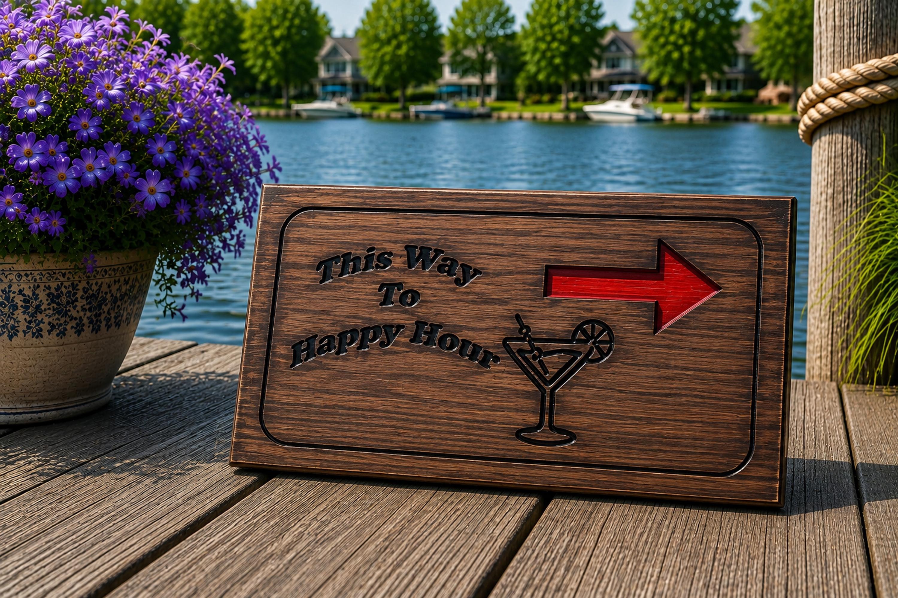 Cocktail Bar Sign, 8 x 16 Inch Pine Wood Wall Hanging, view 4