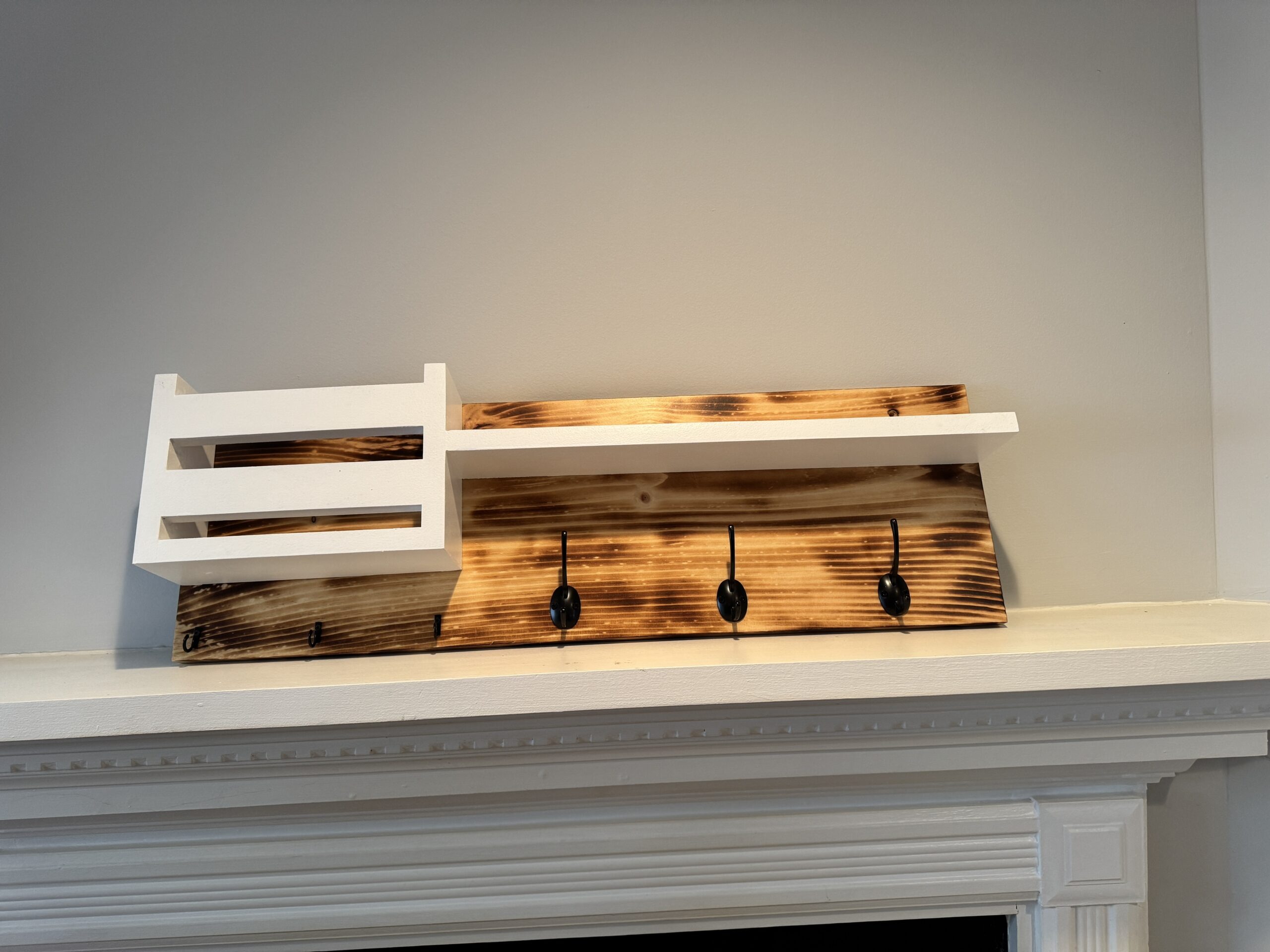 Rustic Entryway Organizer with Mail Holder, Shelf & Hooks, view 8