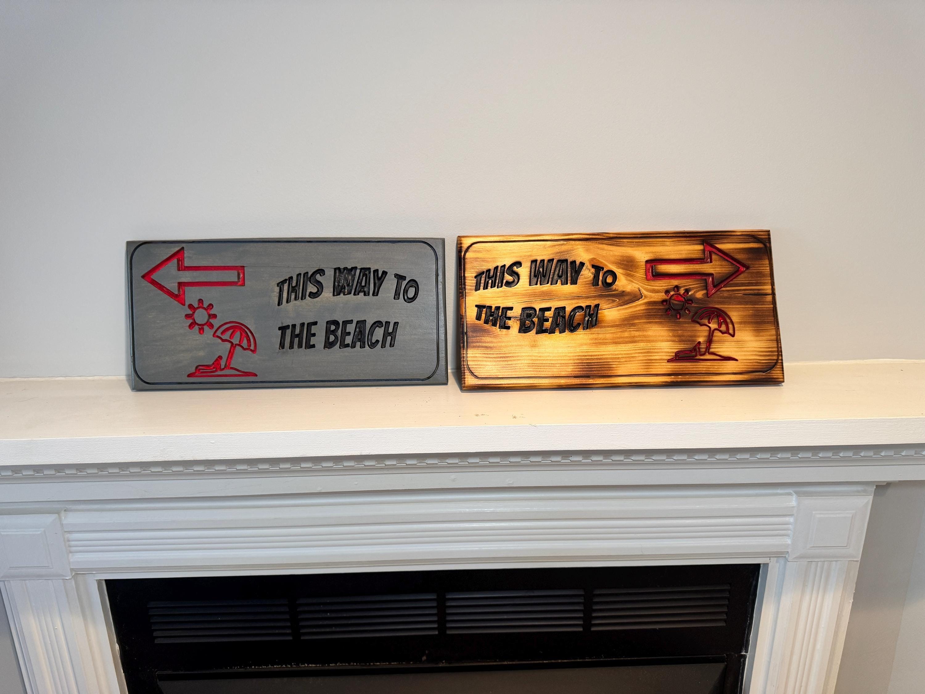 Wooden Beach House Arrow Sign, Coastal Wall Decor, Hand-Painted Pine Art, view 14