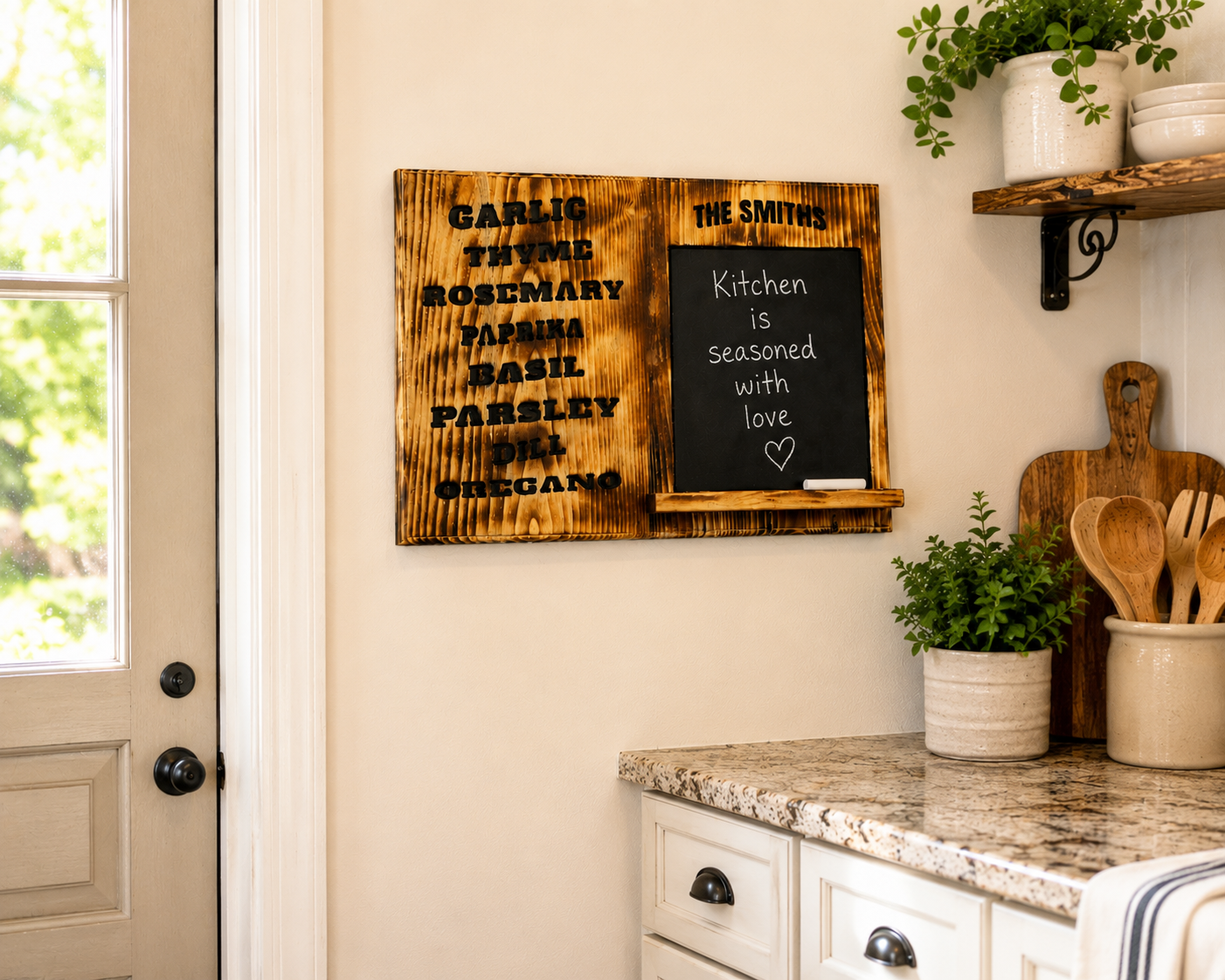 Custom Kitchen Herb Sign, Personalized Pine Chalkboard Organizer | 15 x 22 1/4-Inch, view 5
