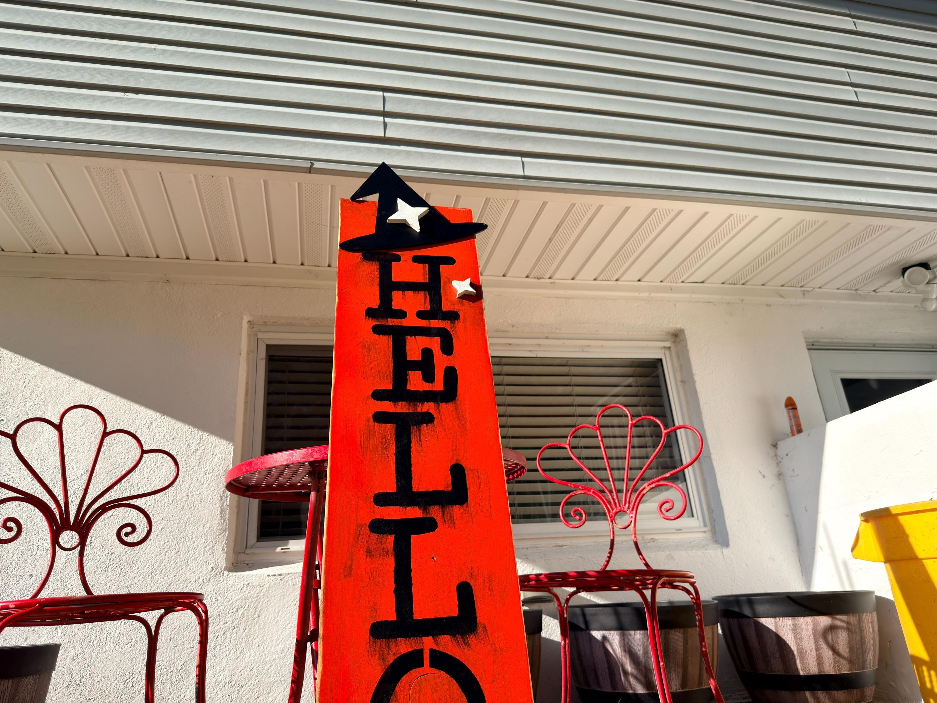 Porch Leaner, 50-Inch Solid Pine Rustic Halloween Sign With Witch Hat, view 7