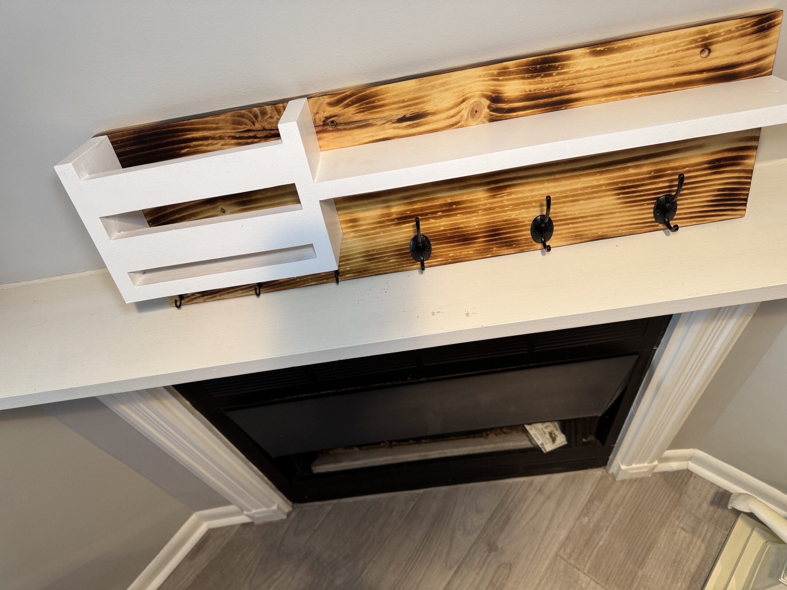 Rustic Entryway Organizer with Mail Holder, Shelf & Hooks, view 4