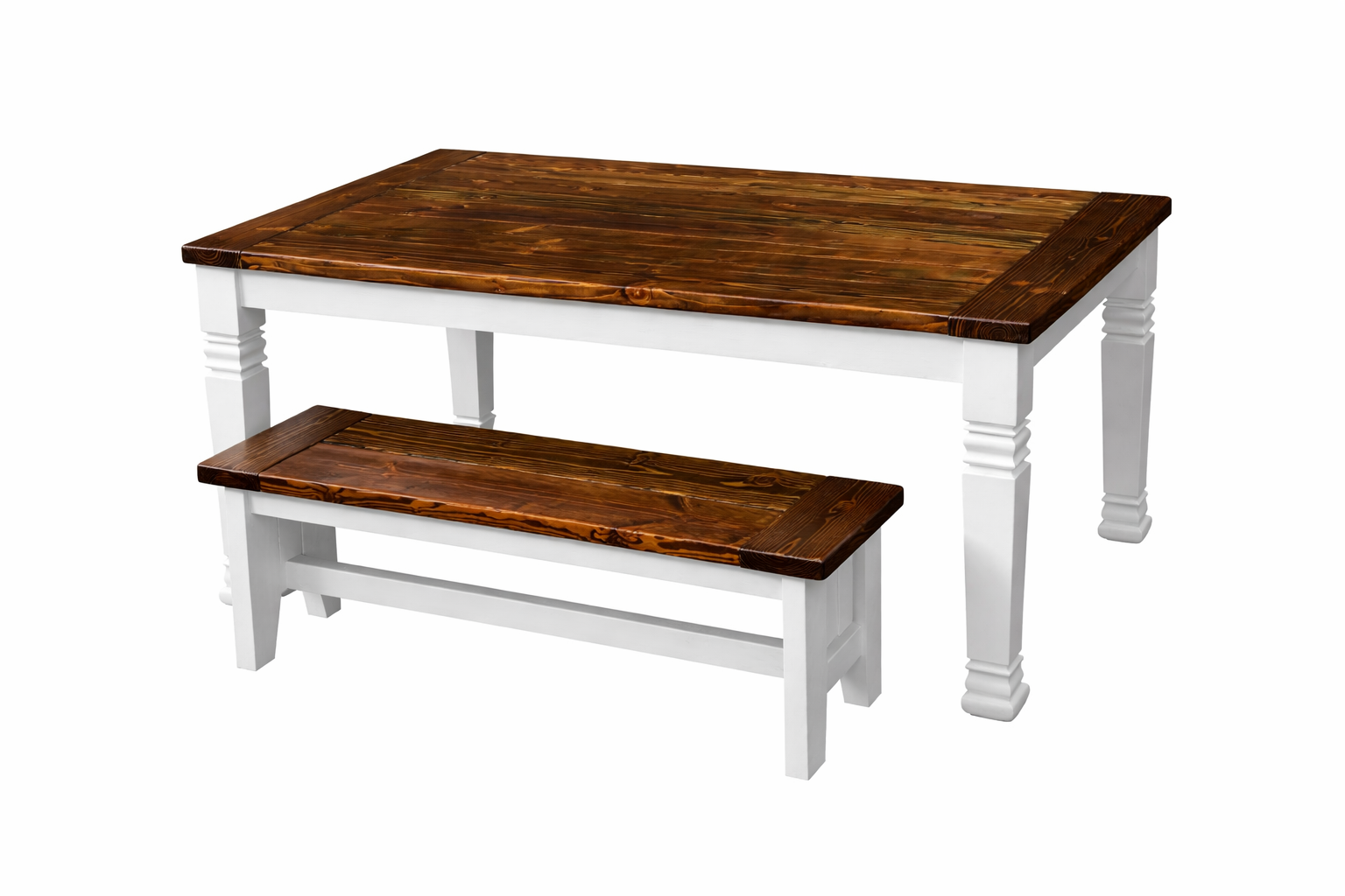 Rustic Farmhouse Table with 2 Benches – Durable Custom Wood Dining Set, view 4