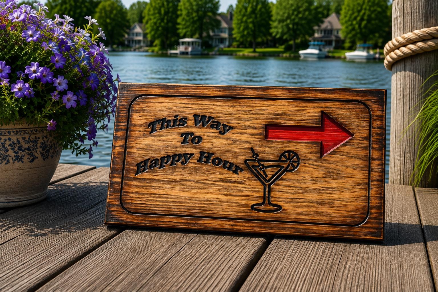 Cocktail Bar Sign, 8 x 16 Inch Pine Wood Wall Hanging, view 2