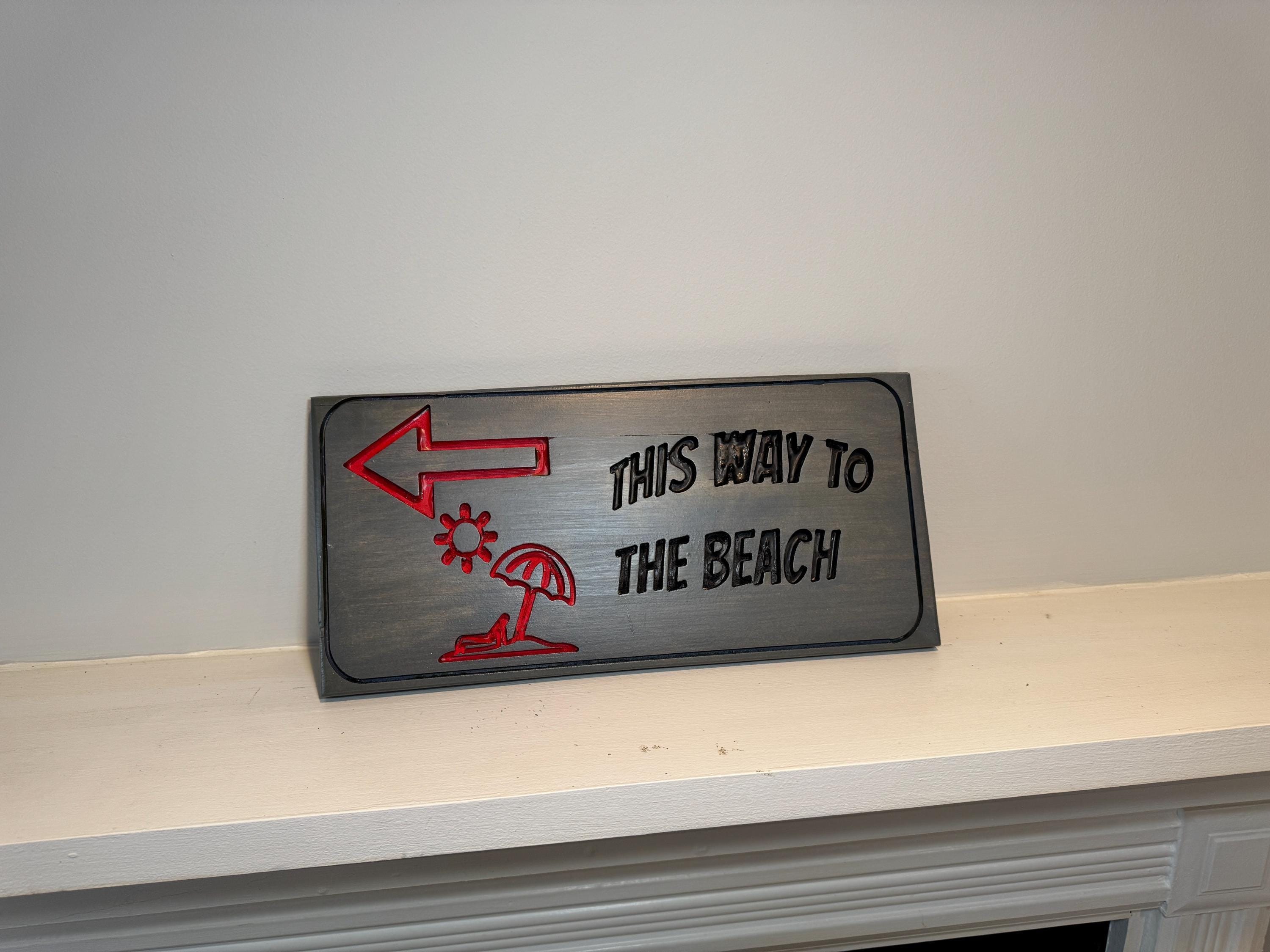 Wooden Beach House Arrow Sign, Coastal Wall Decor, Hand-Painted Pine Art, view 9