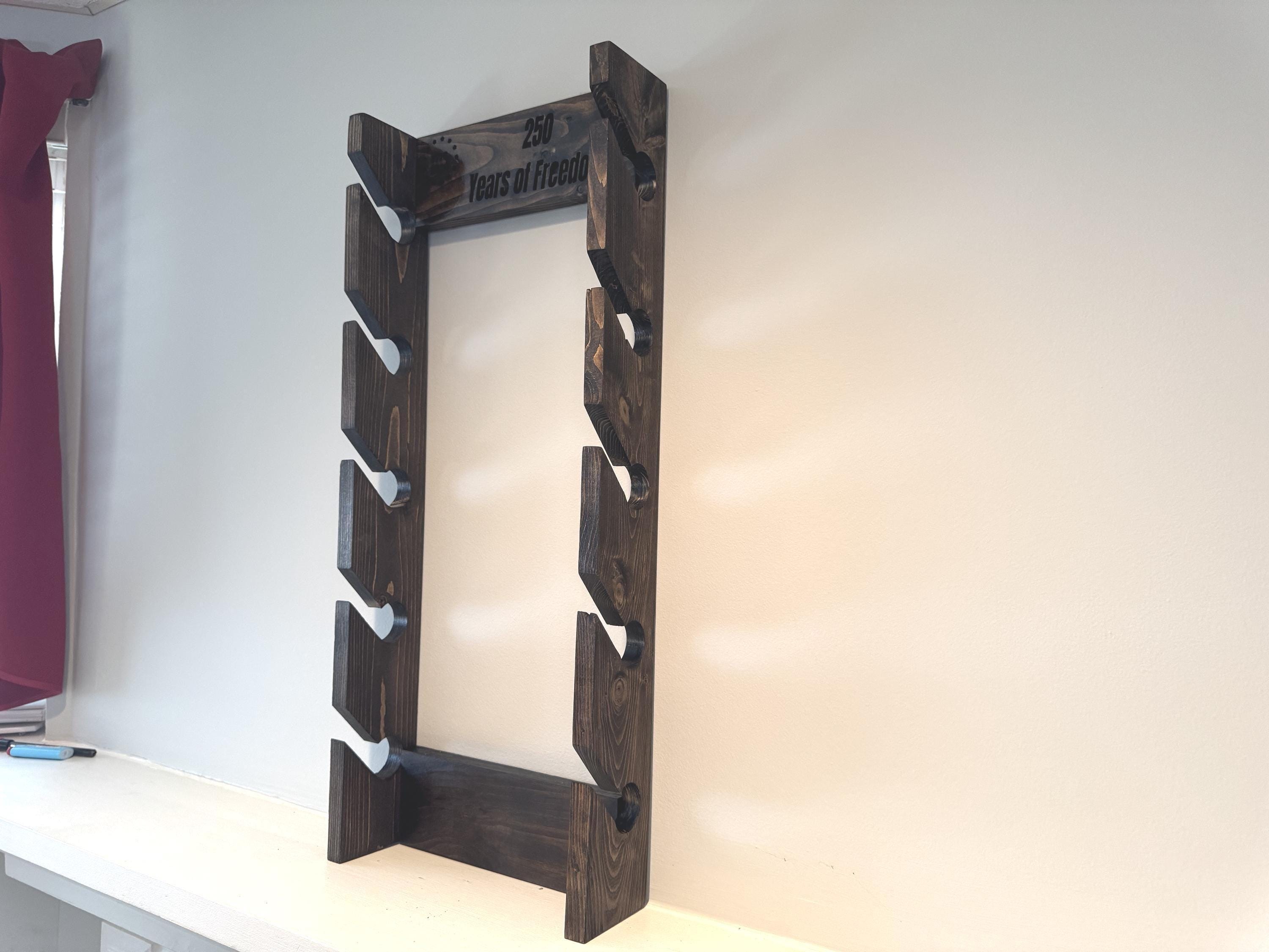 Personalized Baseball Cap Rack, Engraved Wood Organizer, Patriotic 250 Years Freedom Holder, view 7