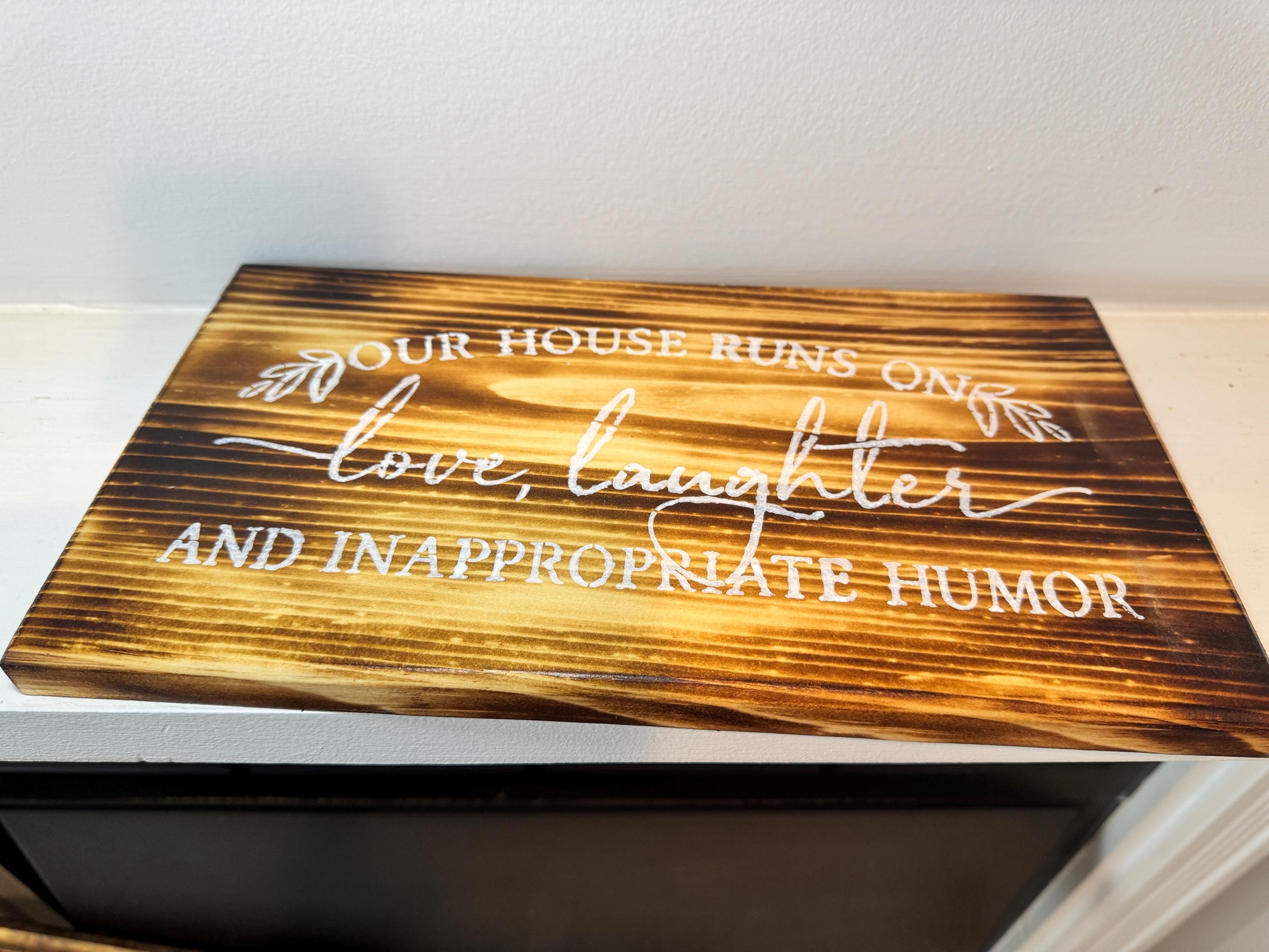 Rustic Wood Sign, Dark Brown Pine Wall Decor | White Lettering, view 14
