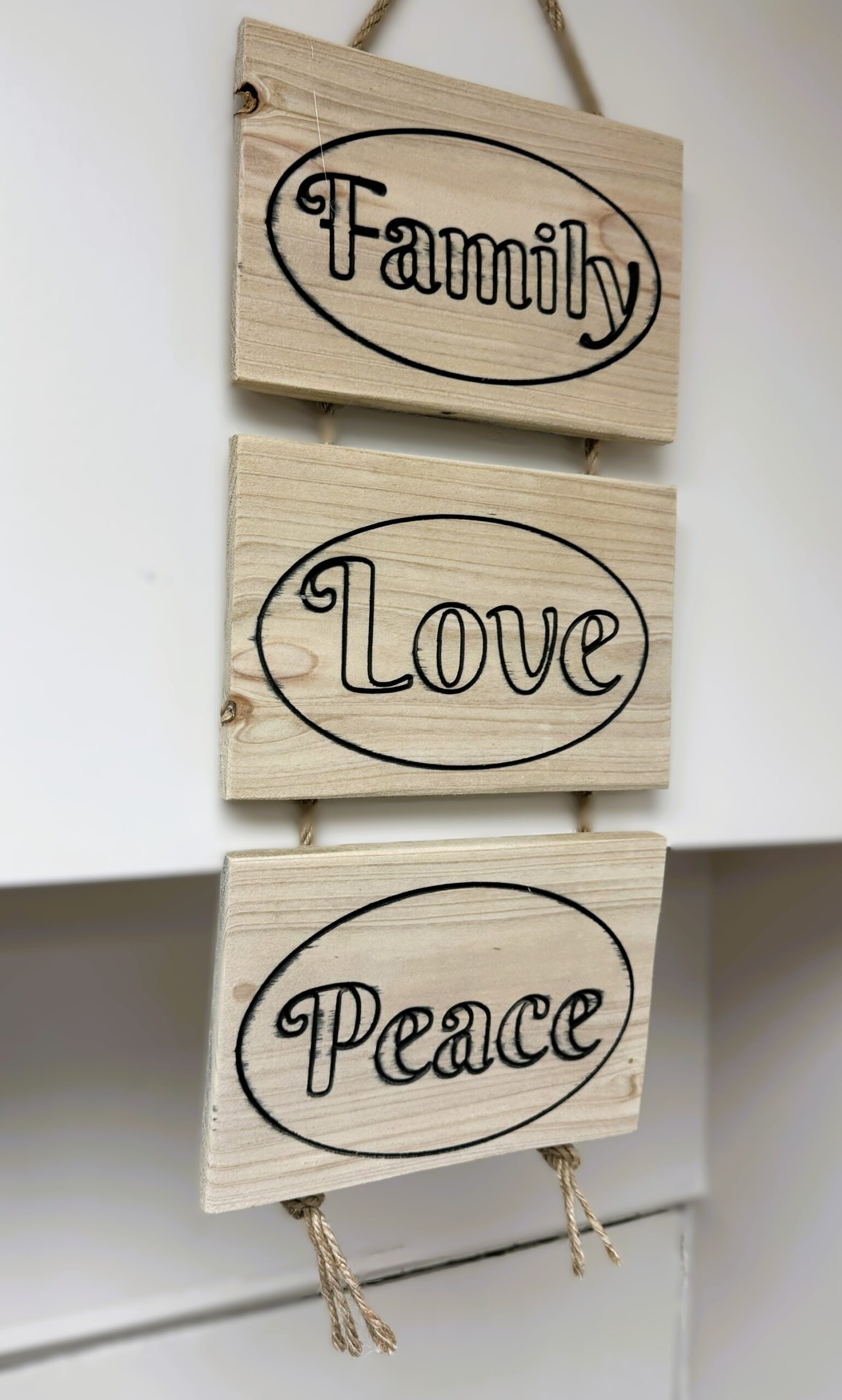 Rustic Farmhouse Wall Decor | Family Love Peace Hanging Sign | Handmade Wooden Wall Art | Farmhouse Home Decor | Entryway Kitchen Sign