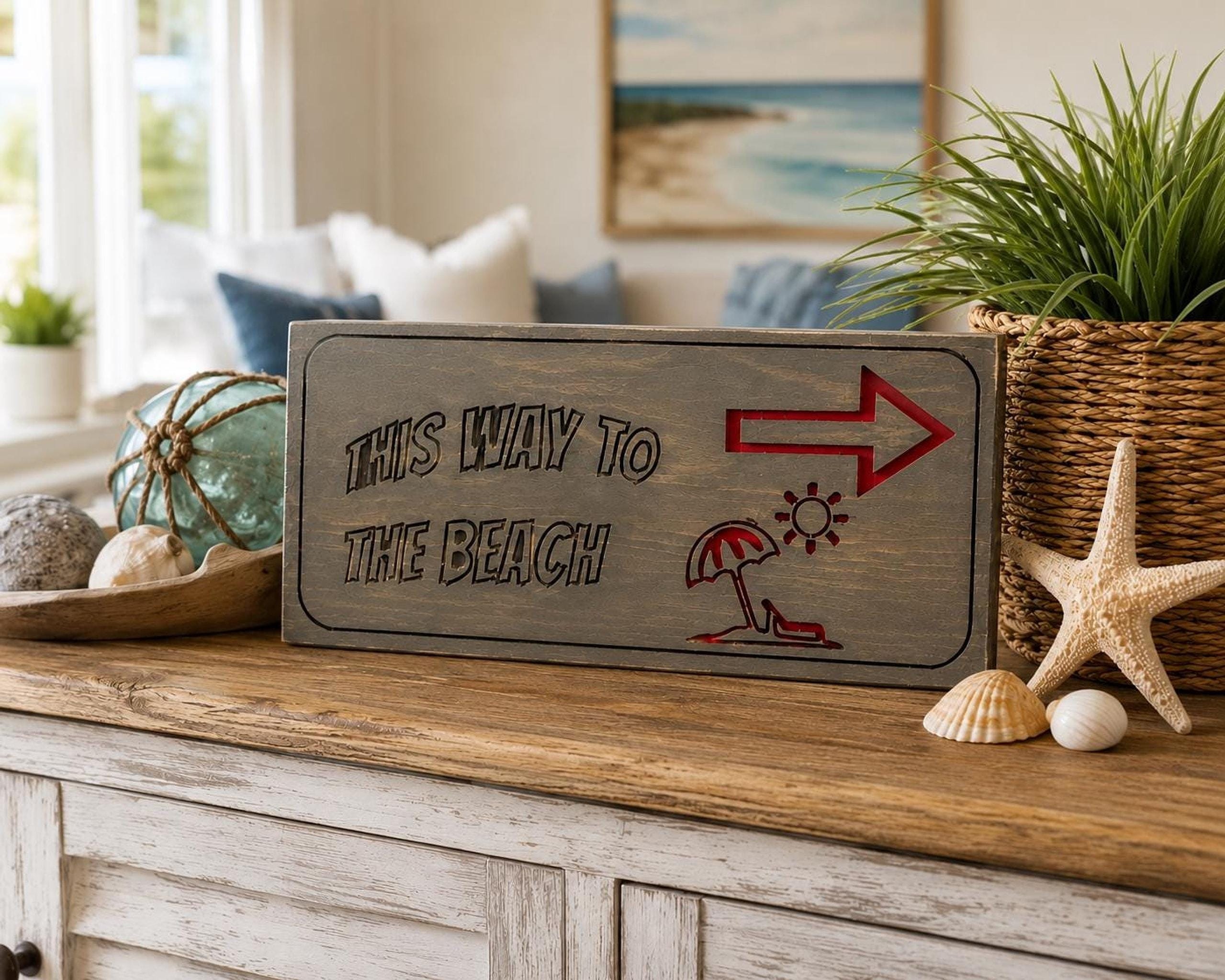 Beach Sign, This Way To The Wooden Decor with Arrow, view 2