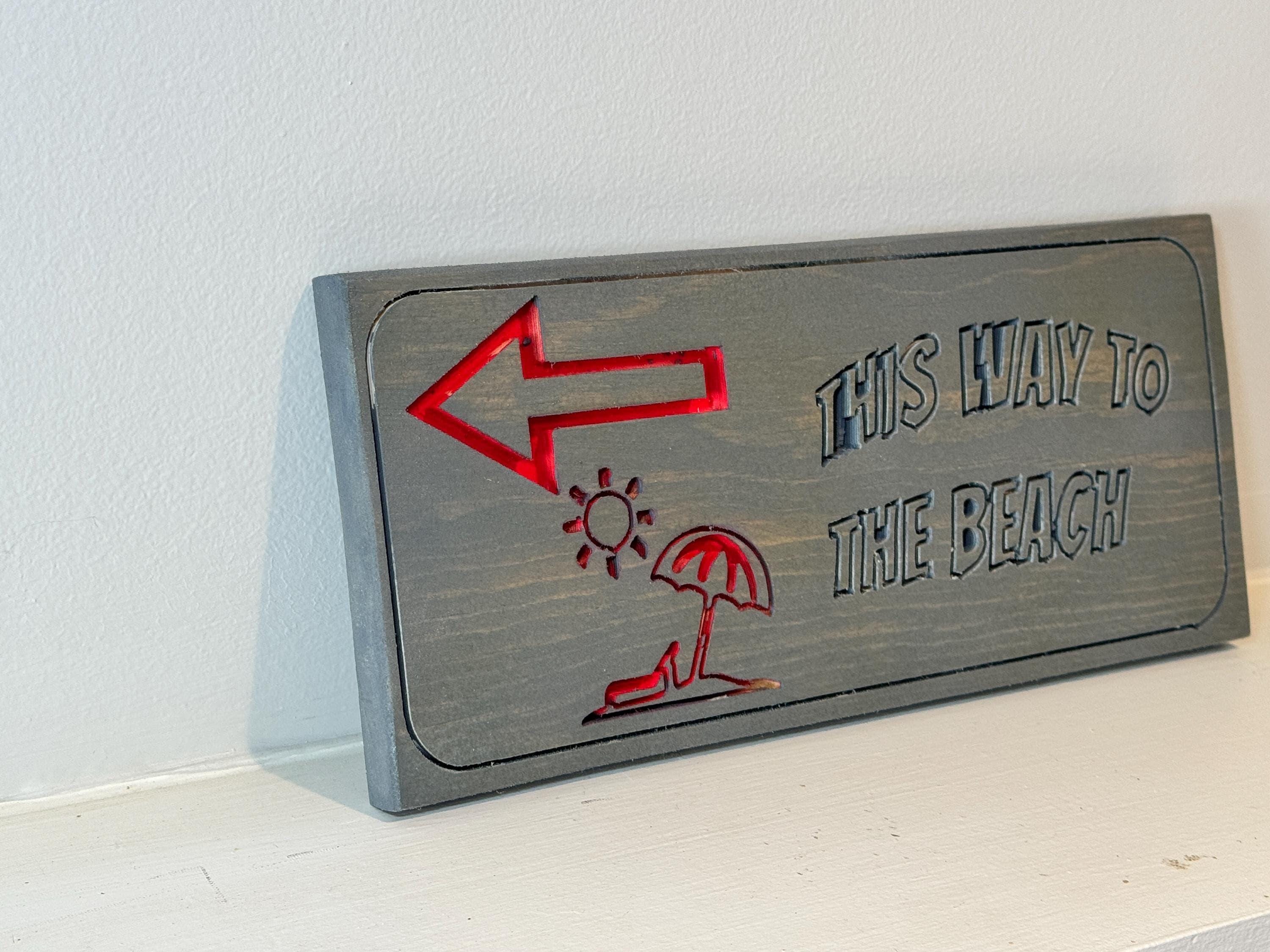 Beach Sign, This Way To The Wooden Decor with Arrow, view 4