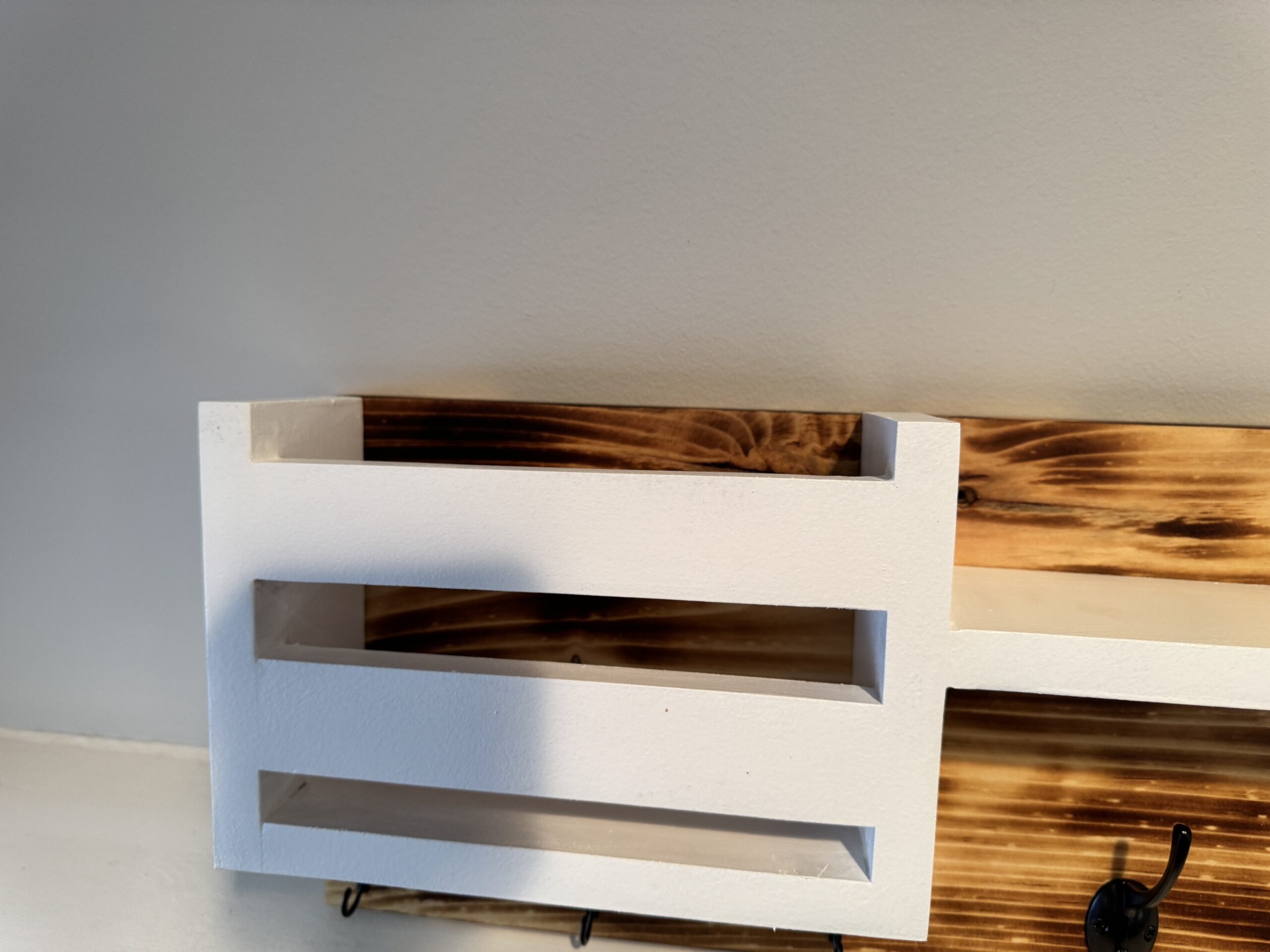 Rustic Entryway Organizer with Mail Holder, Shelf & Hooks, view 6