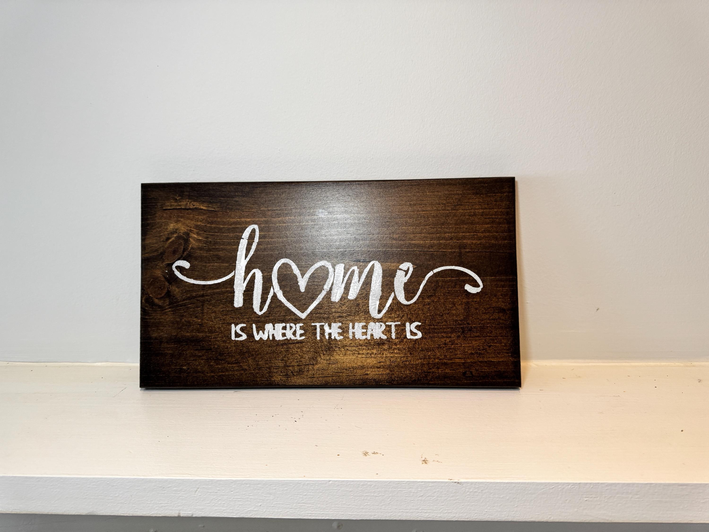 Rustic Wood Sign, Dark Brown Pine Wall Decor | White Lettering, view 6