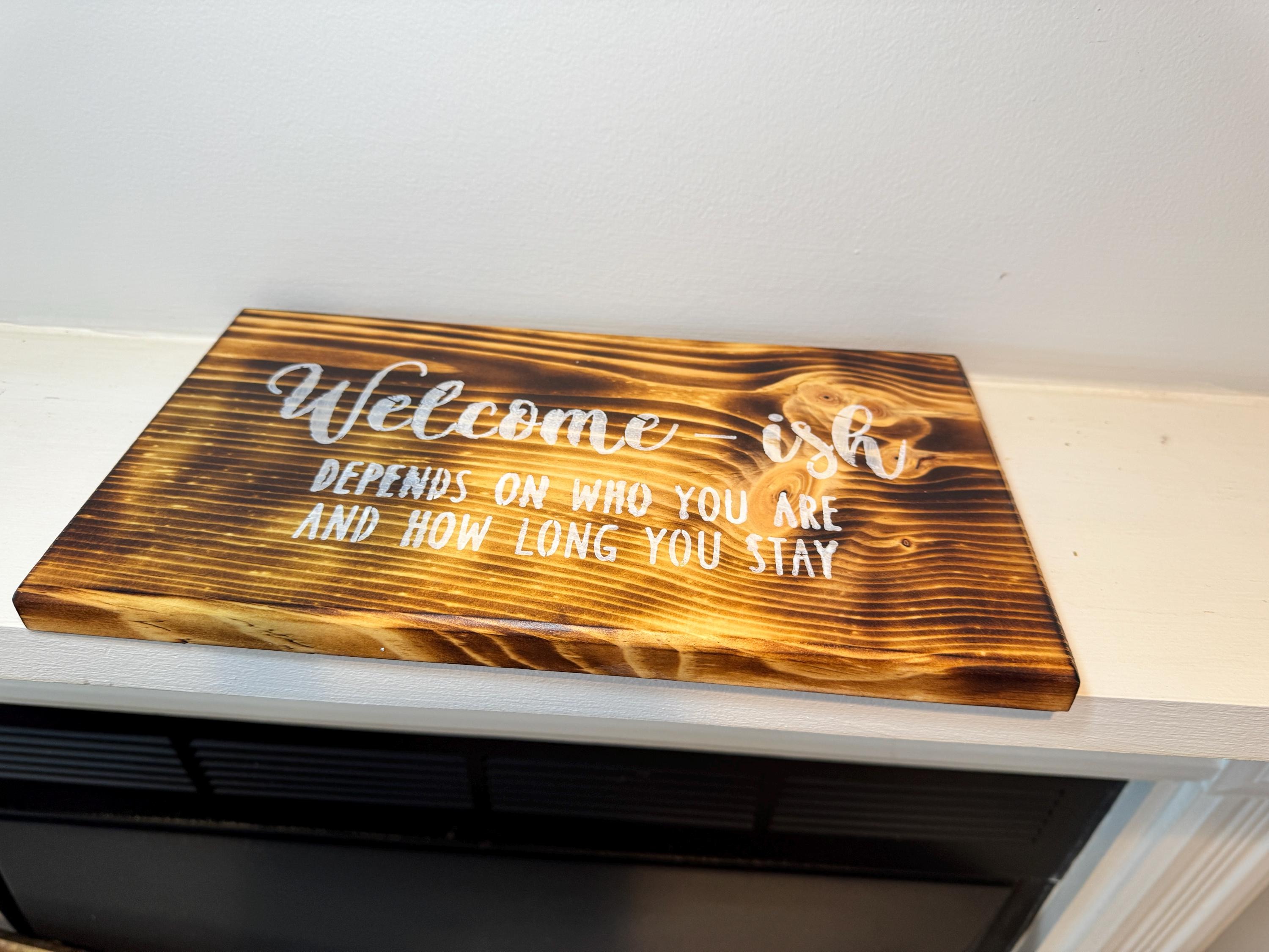 Rustic Wood Sign, Dark Brown Pine Wall Decor | White Lettering, view 12