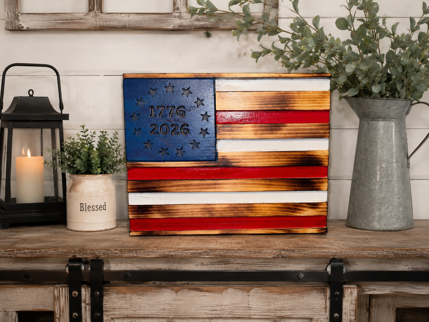 Betsy Ross Flag – Rustic Wooden American for 250th Anniversary