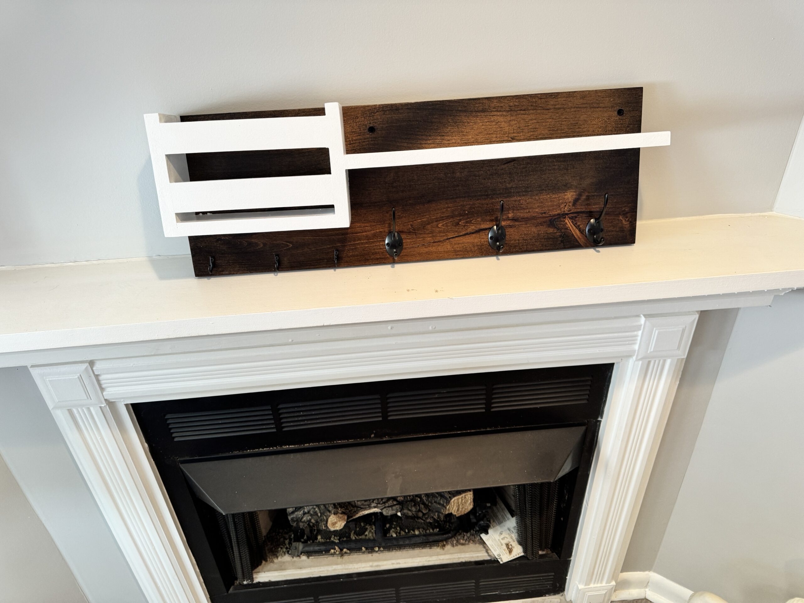 Farmhouse Entryway Organizer with Mail Holder and Key Hooks, view 5