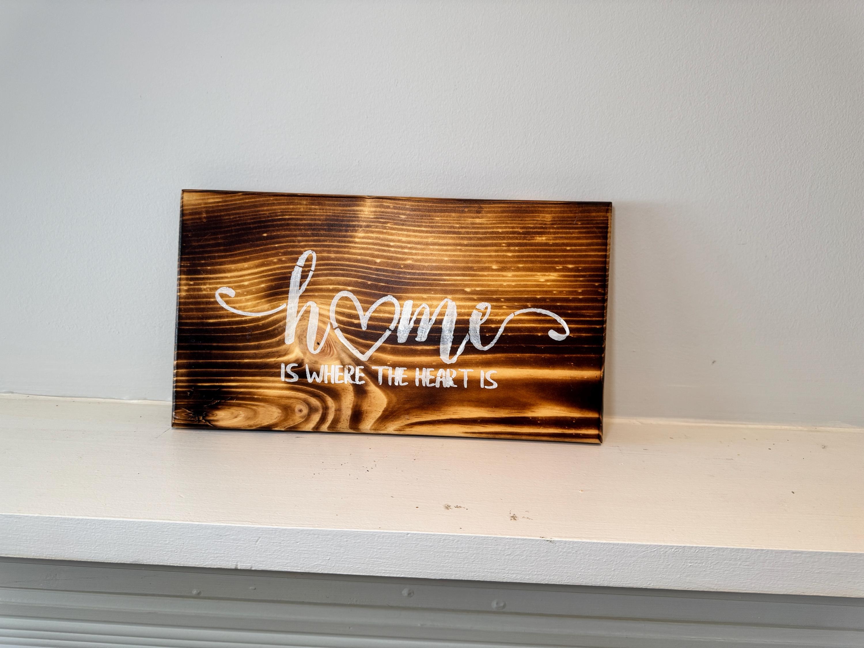 Rustic Wood Sign, Dark Brown Pine Wall Decor | White Lettering, view 15