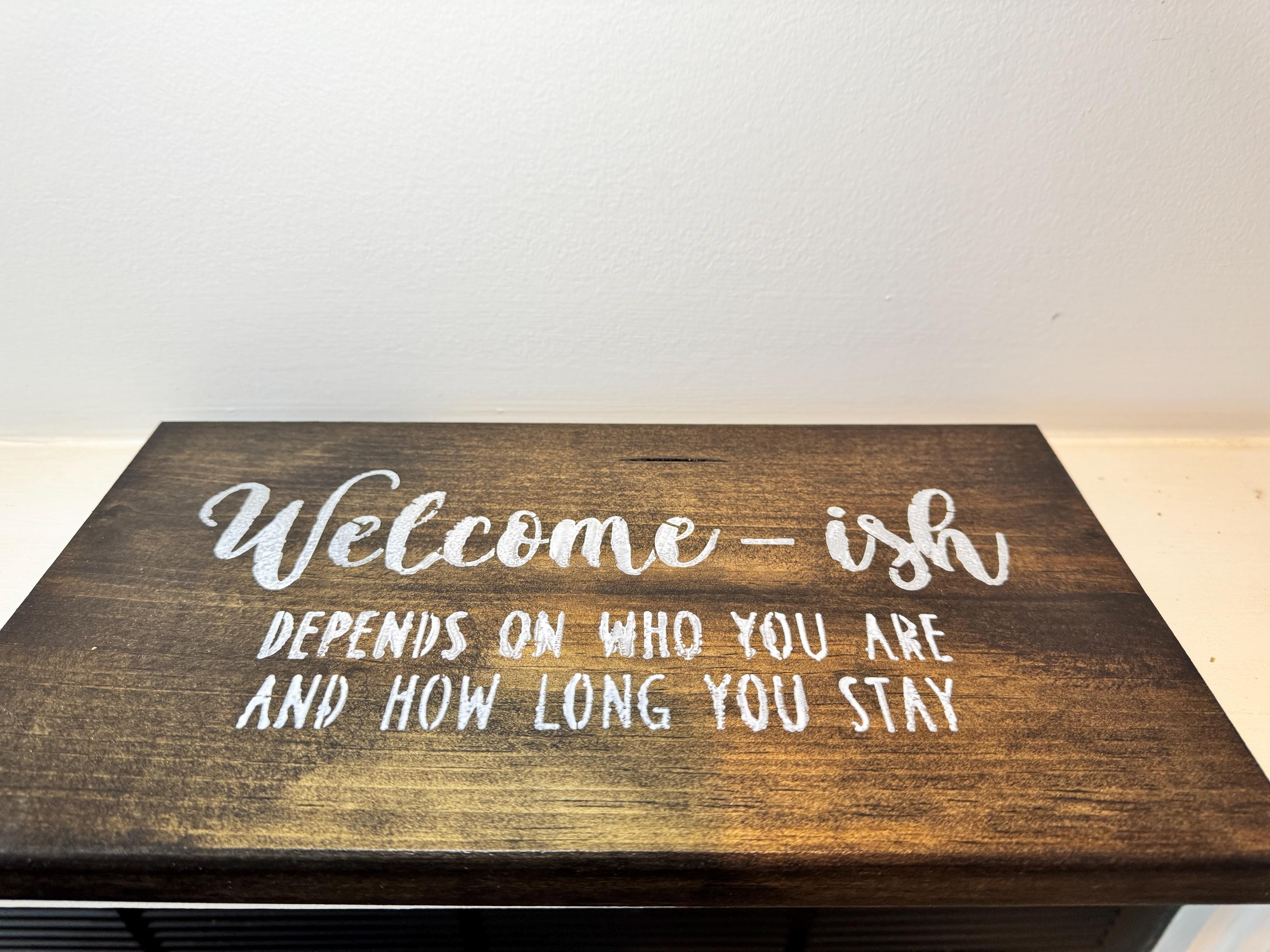 Rustic Wood Sign, Dark Brown Pine Wall Decor | White Lettering, view 3
