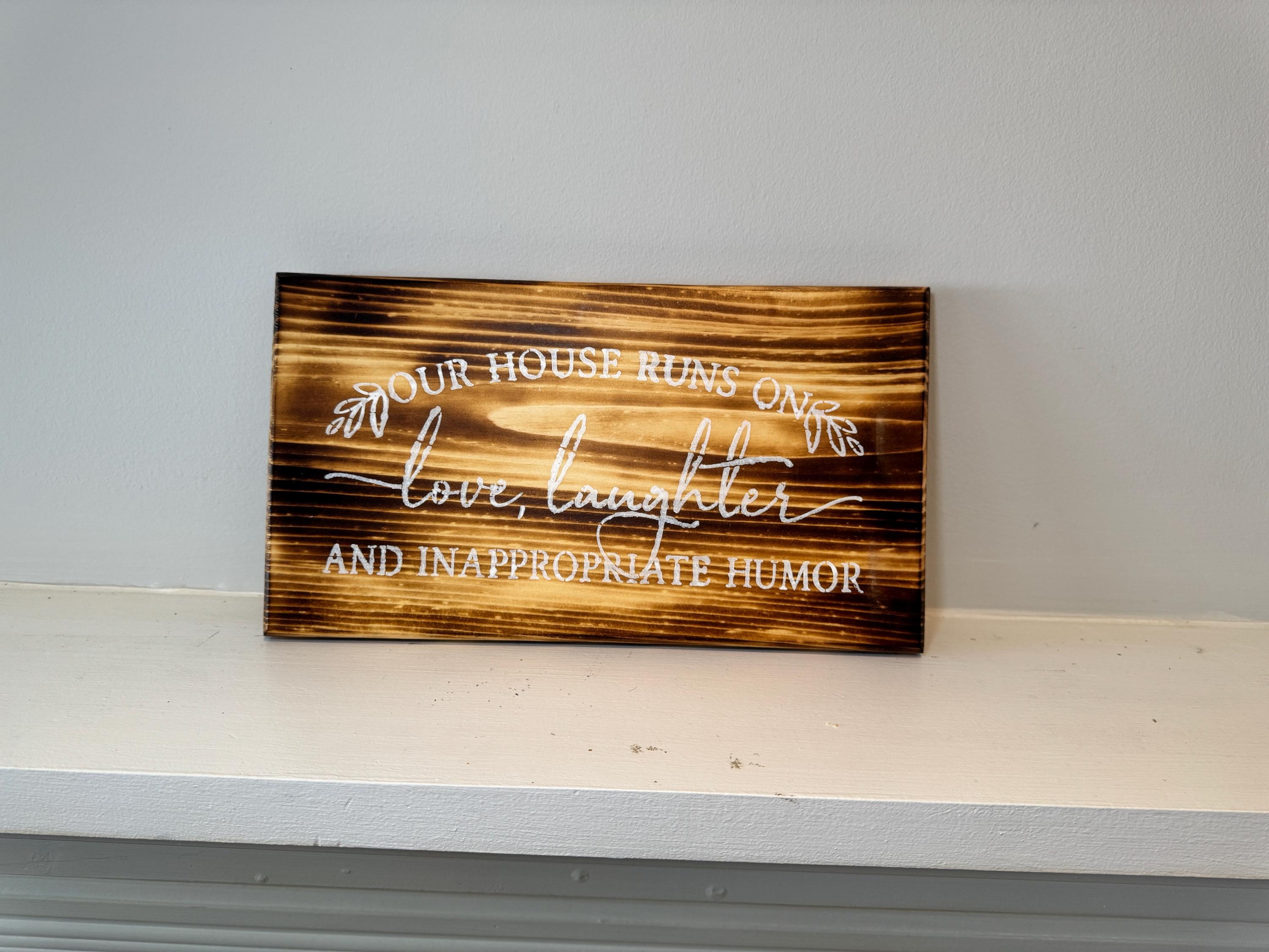 Rustic Wood Sign, Dark Brown Pine Wall Decor | White Lettering, view 13