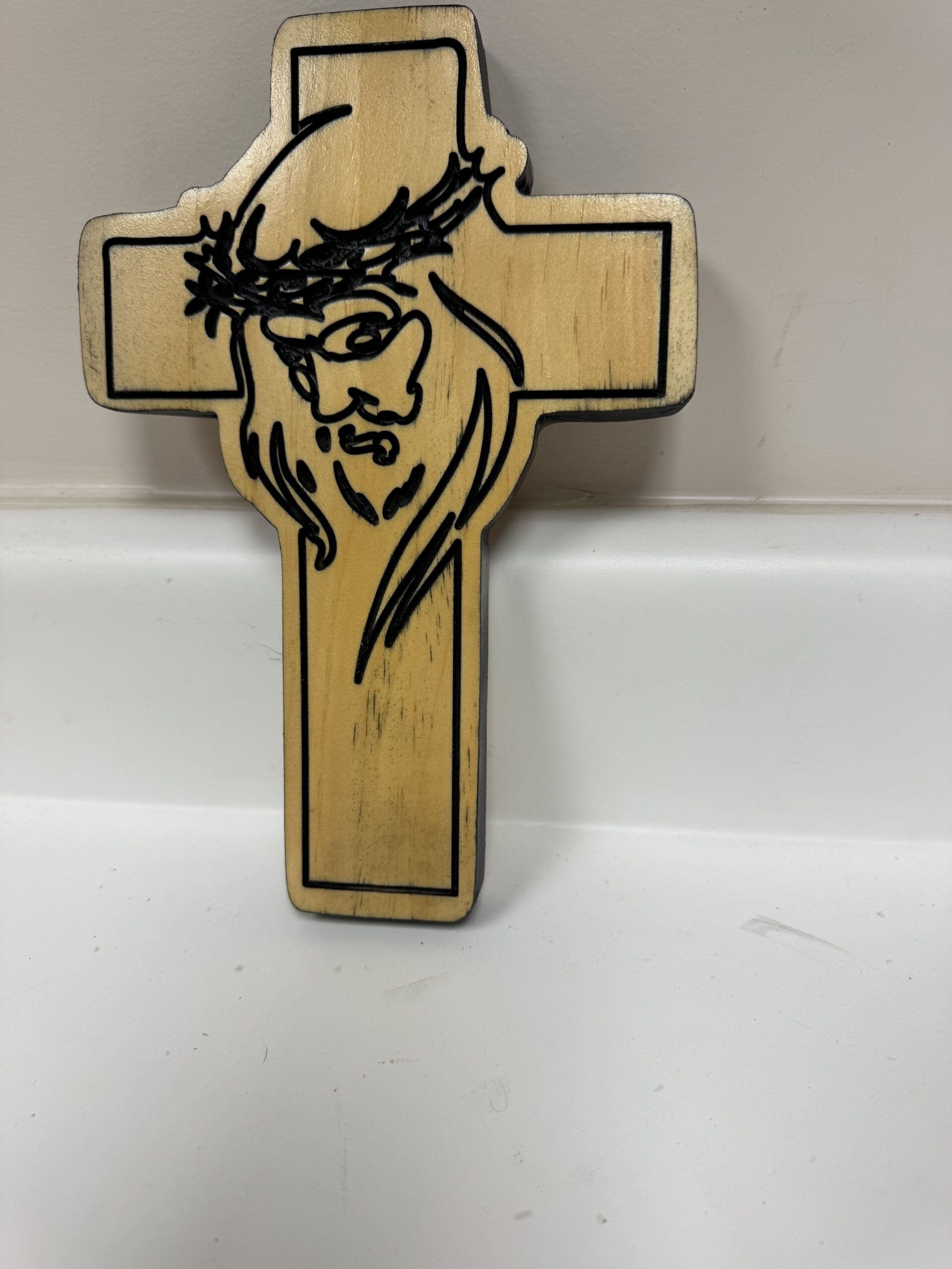 Handmade Carved Jesus Cross – Rustic Christian Wall Décor