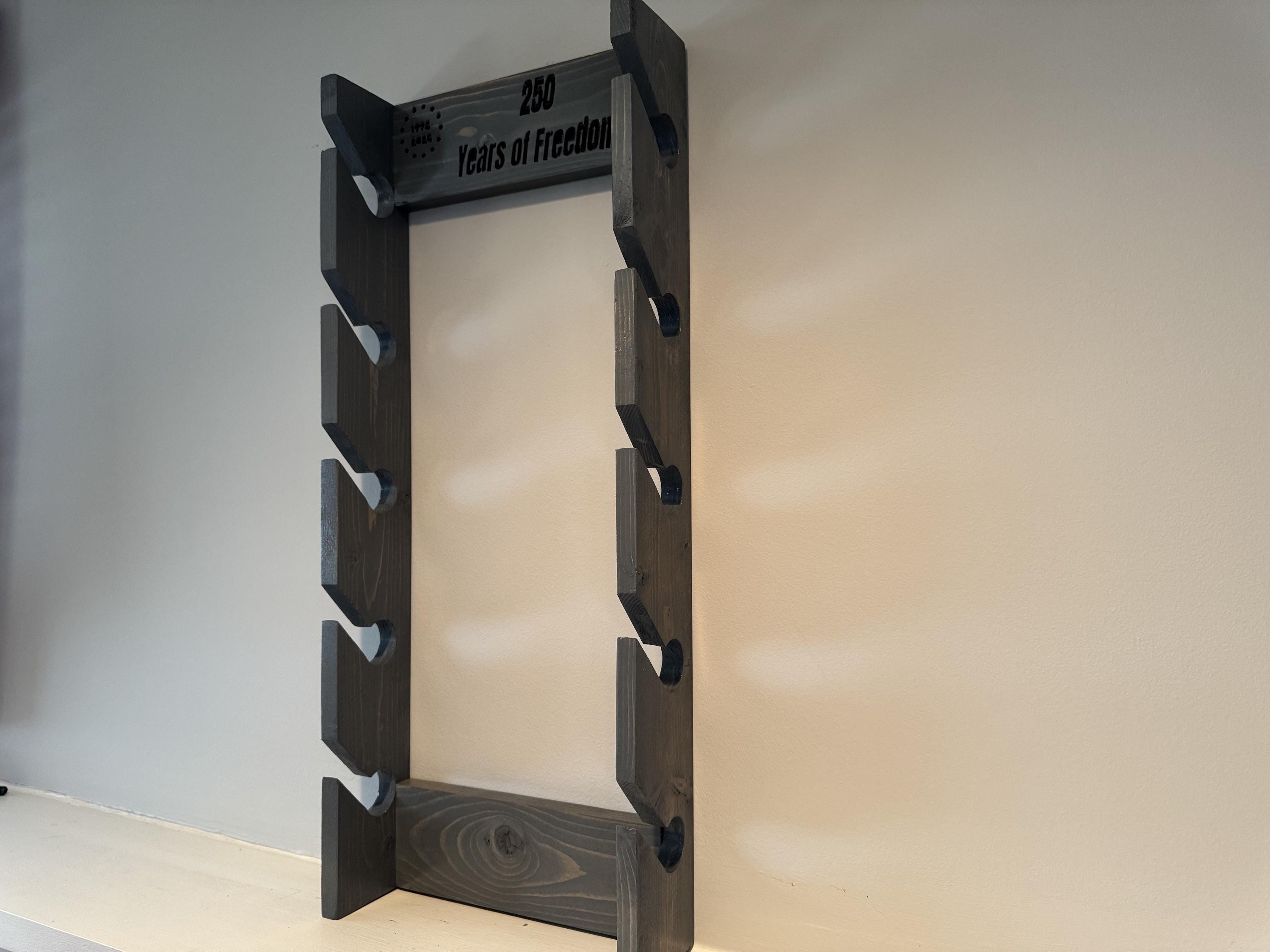 Personalized Baseball Cap Rack, Engraved Wood Organizer, Patriotic 250 Years Freedom Holder, view 5