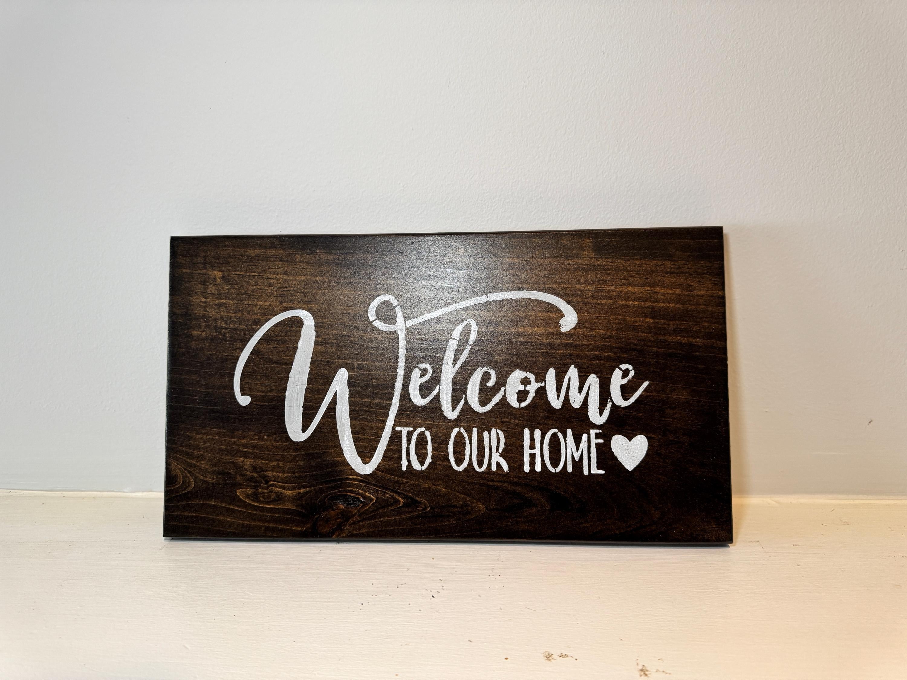 Rustic Wood Sign, Dark Brown Pine Wall Decor | White Lettering, view 7