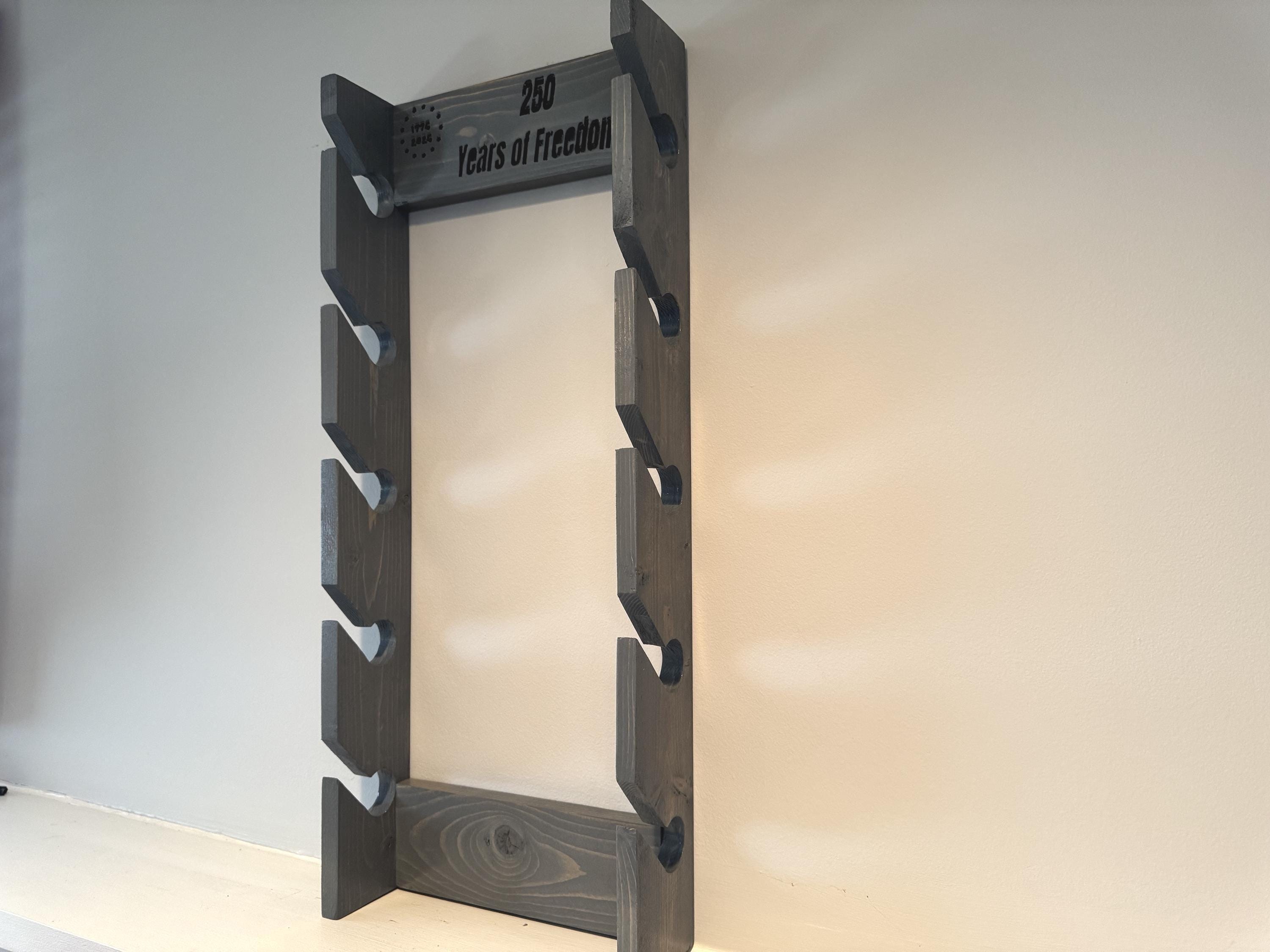 Personalized Baseball Cap Rack, Engraved Wood Organizer, Patriotic 250 Years Freedom Holder, view 3