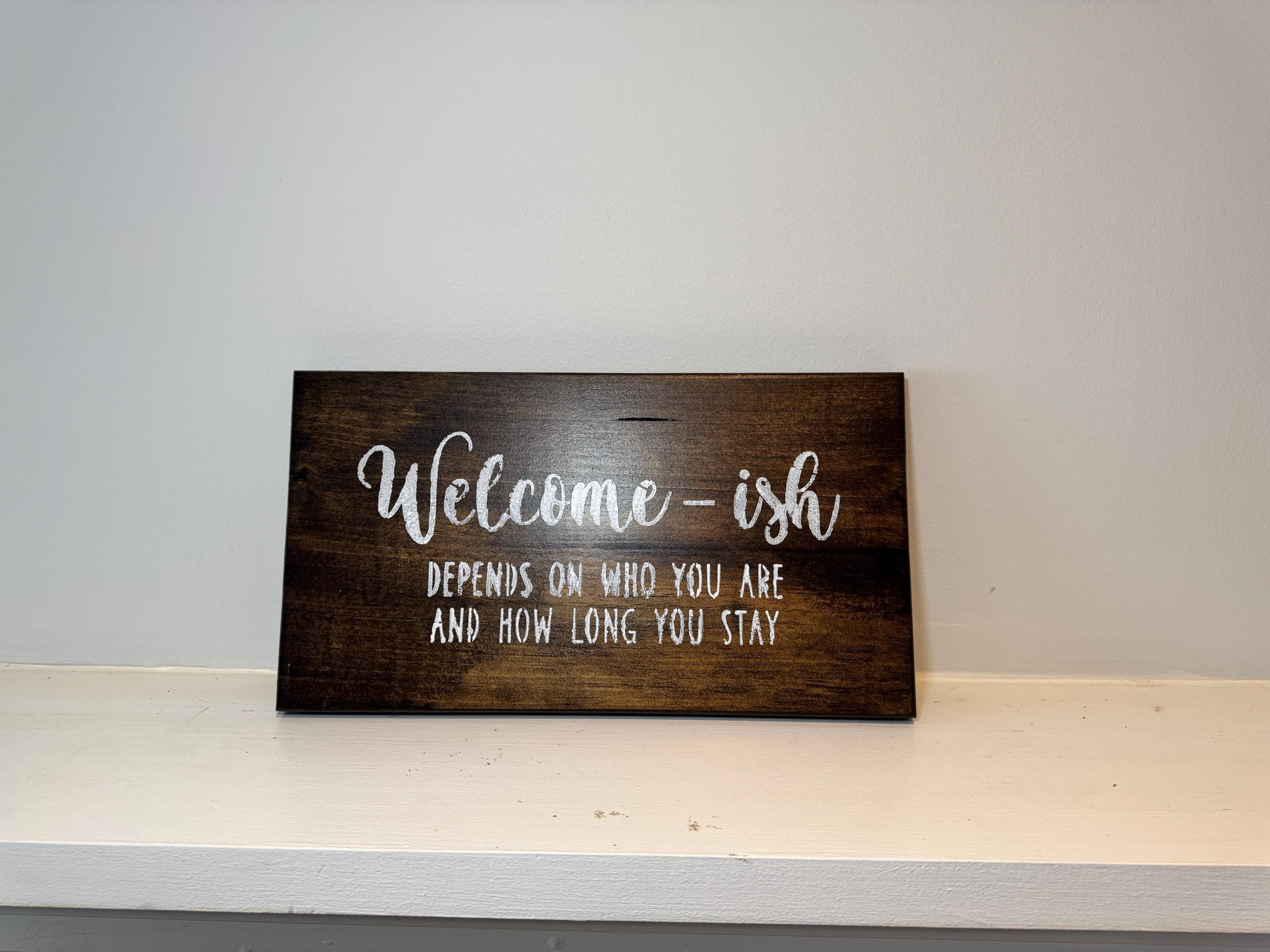 Rustic Wood Sign, Dark Brown Pine Wall Decor | White Lettering, view 2