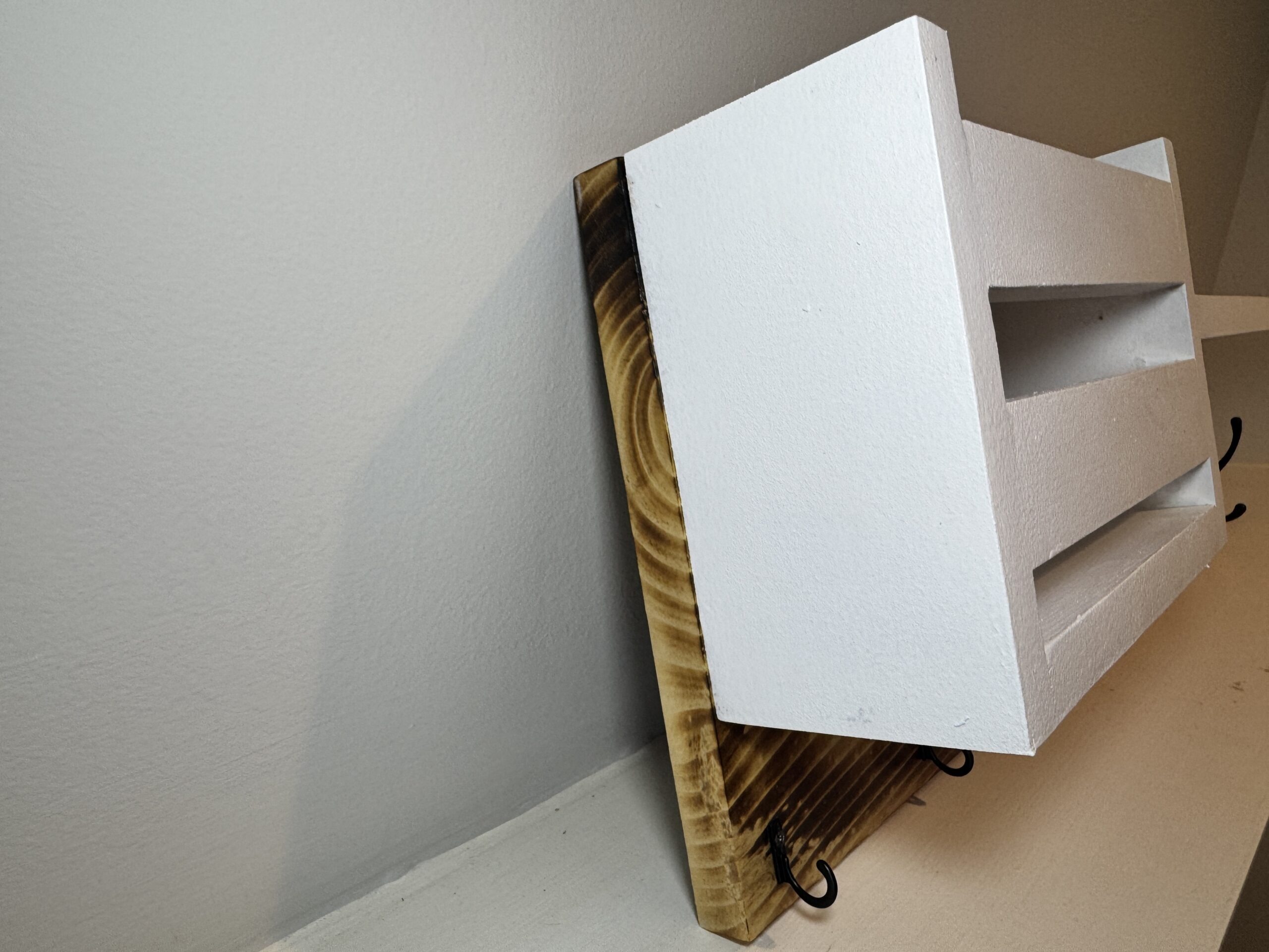 Rustic Entryway Organizer with Mail Holder, Shelf & Hooks, view 5