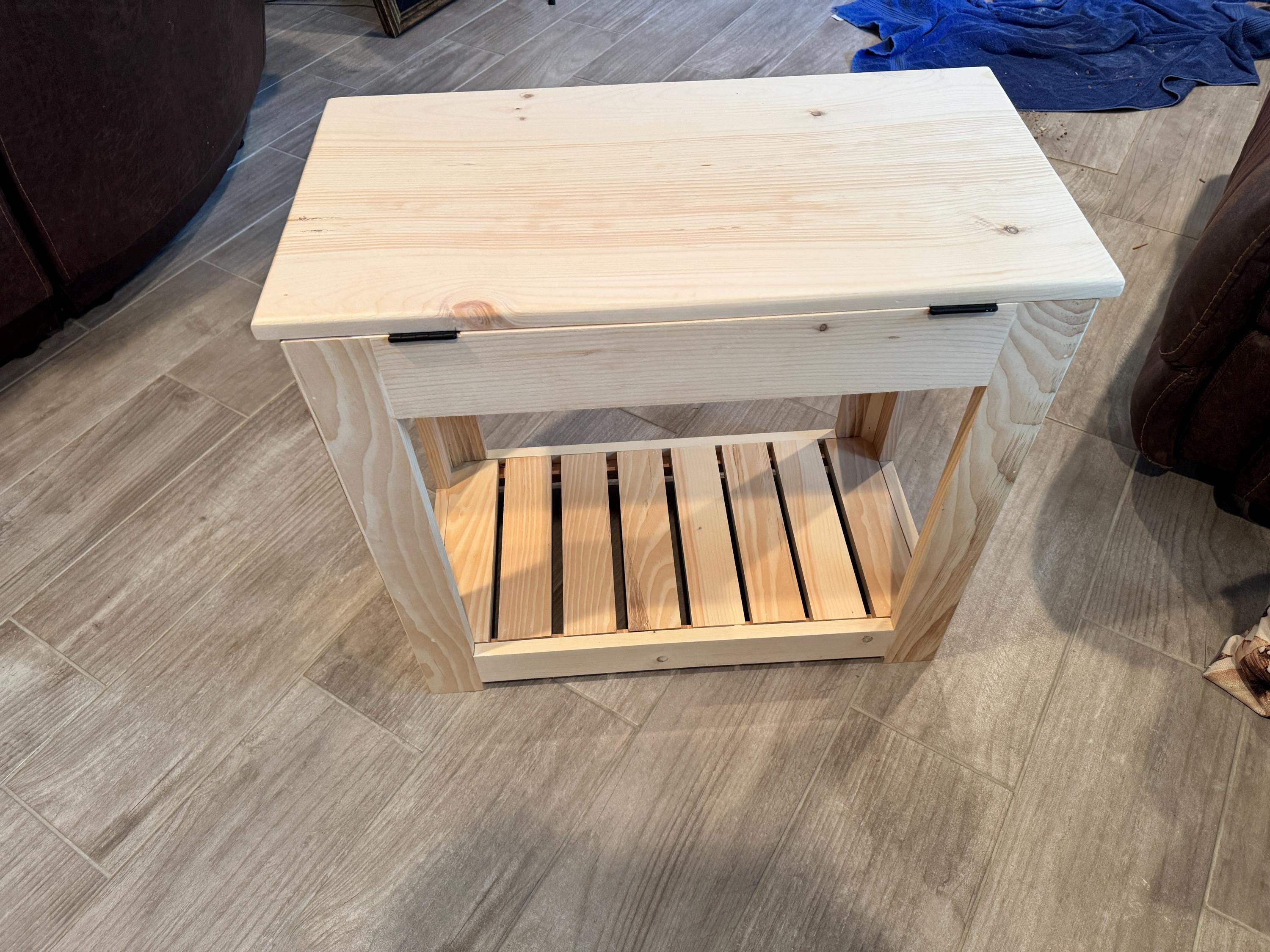 Mudroom Bench, Solid Wood Storage with Hinged Seat and Shoe Rack, view 5