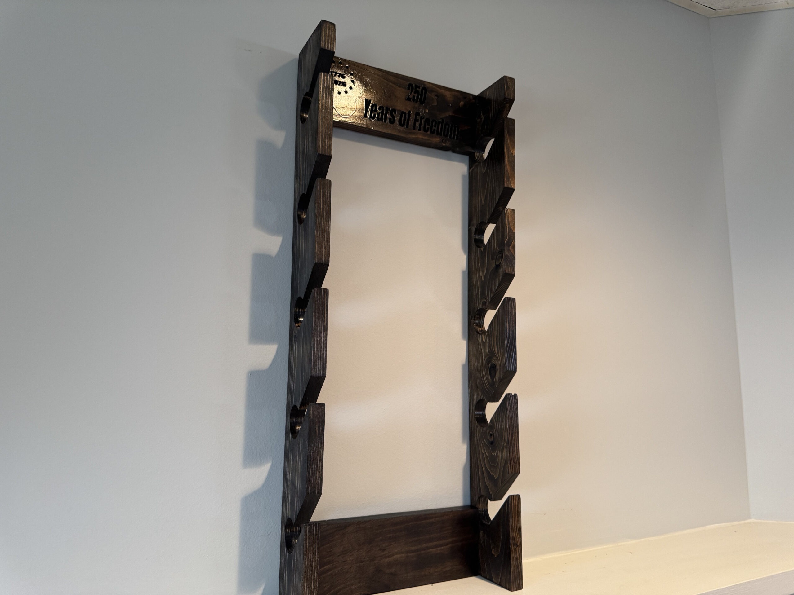 Handmade Wooden 10 Baseball Hat Rack | Rustic Farmhouse Cap Organizer | 1776-2026 Patriotic Decor, view 3