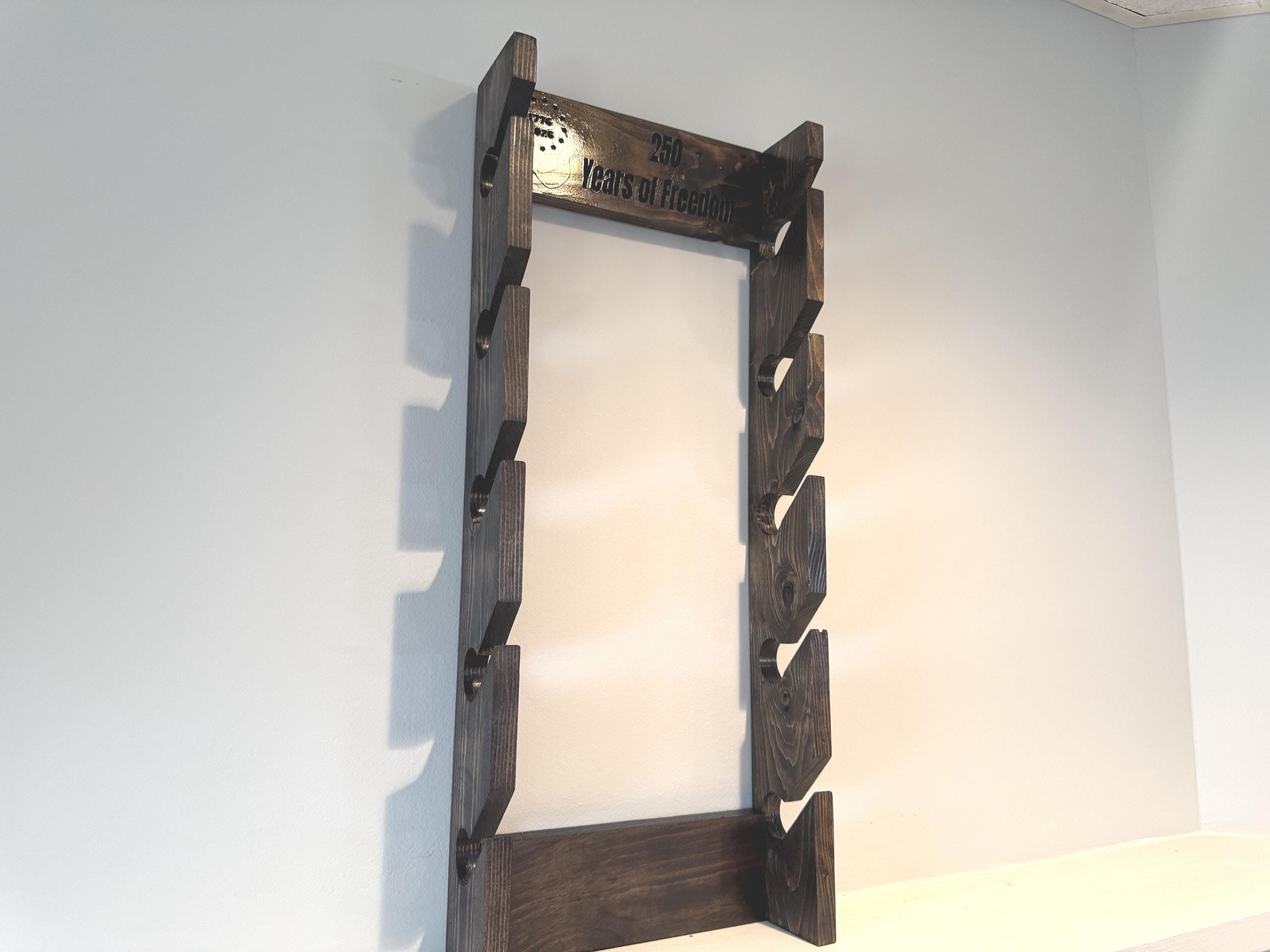Personalized Baseball Cap Rack, Engraved Wood Organizer, Patriotic 250 Years Freedom Holder, view 8
