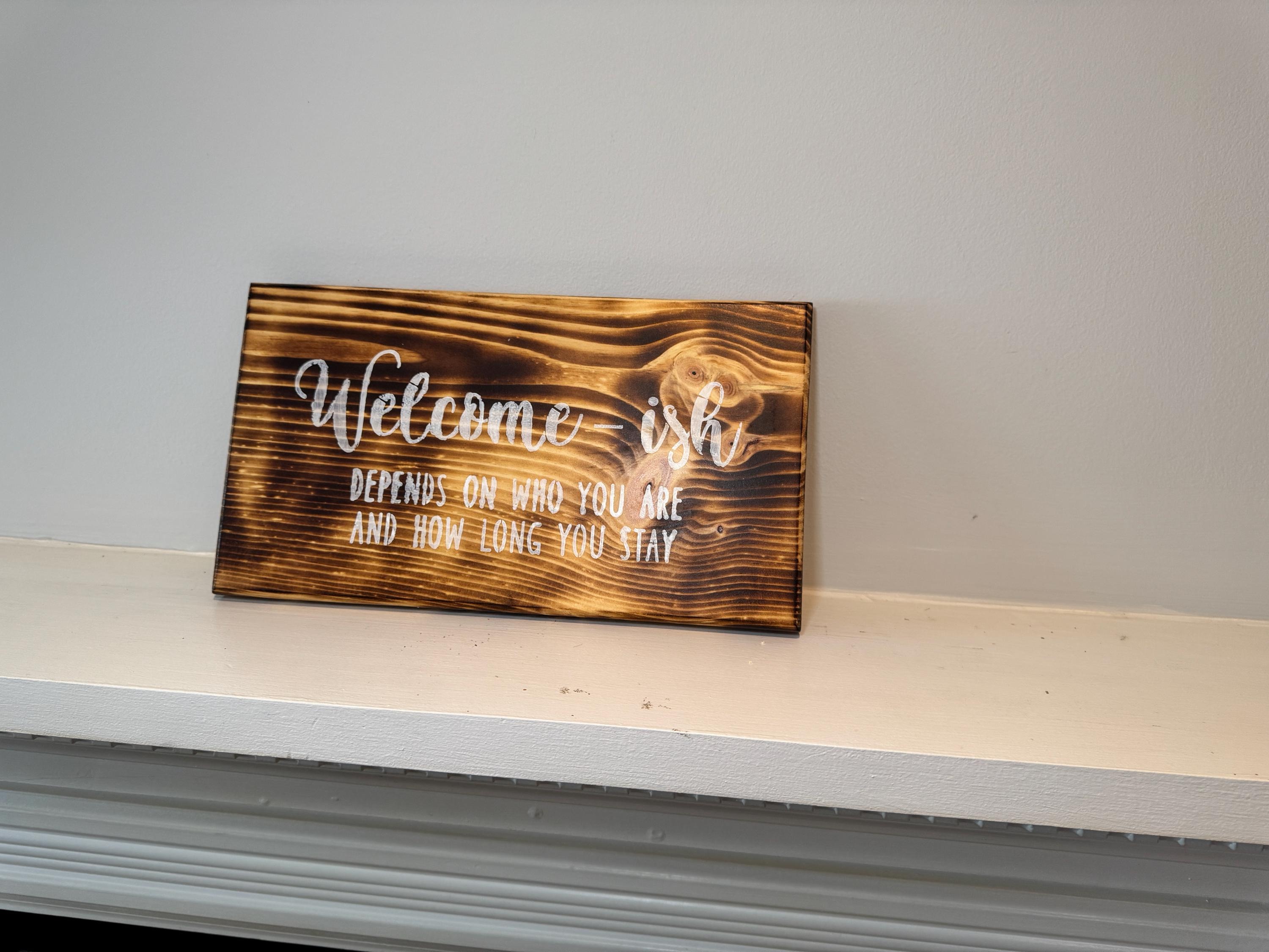 Rustic Wood Sign, Dark Brown Pine Wall Decor | White Lettering, view 11