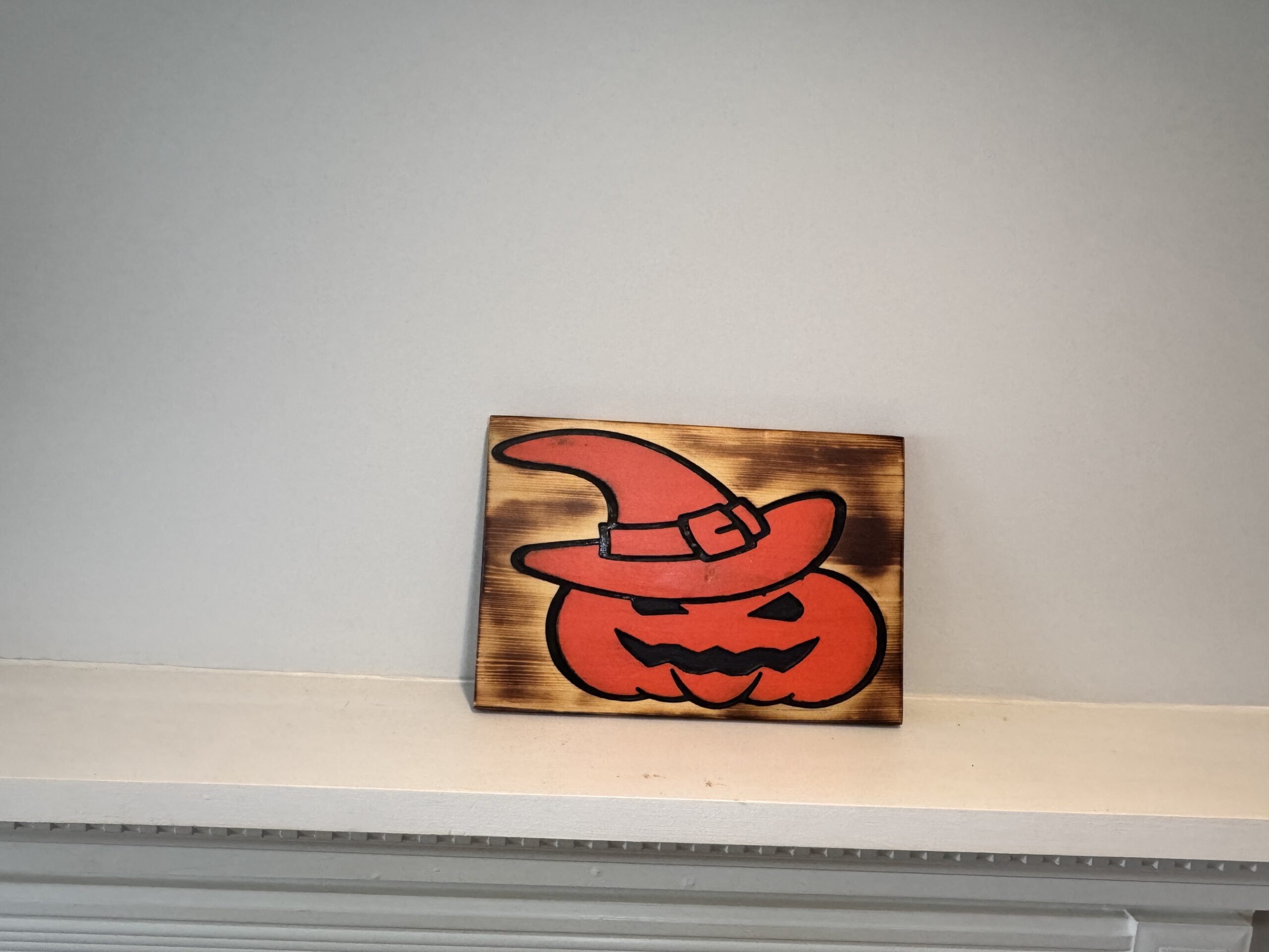 Wooden Wall Hanging, CNC-Carved Halloween Pumpkin Decor | 11 x 16 x 3/4 Inch, view 3