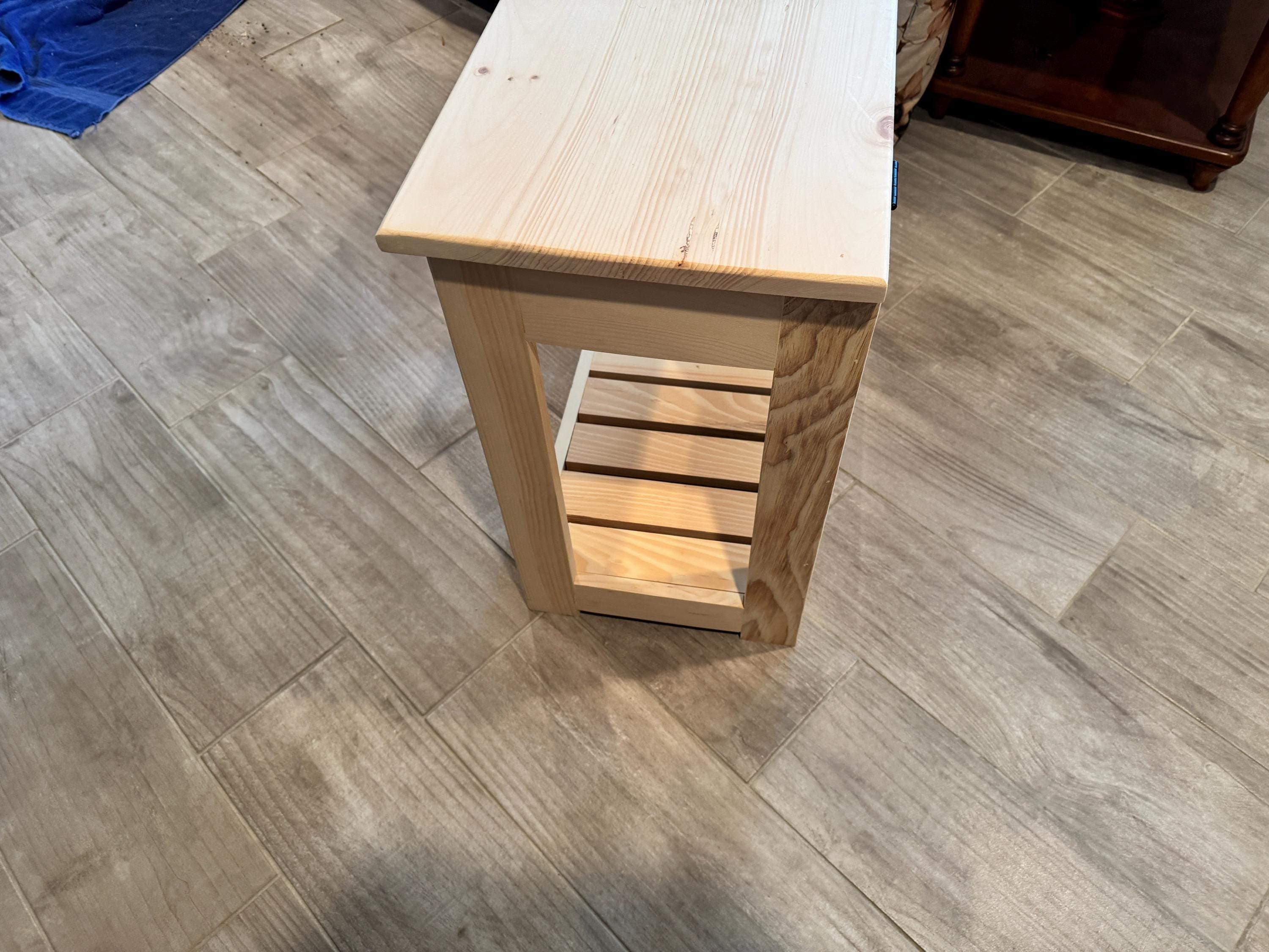 Mudroom Bench, Solid Wood Storage with Hinged Seat and Shoe Rack, view 4