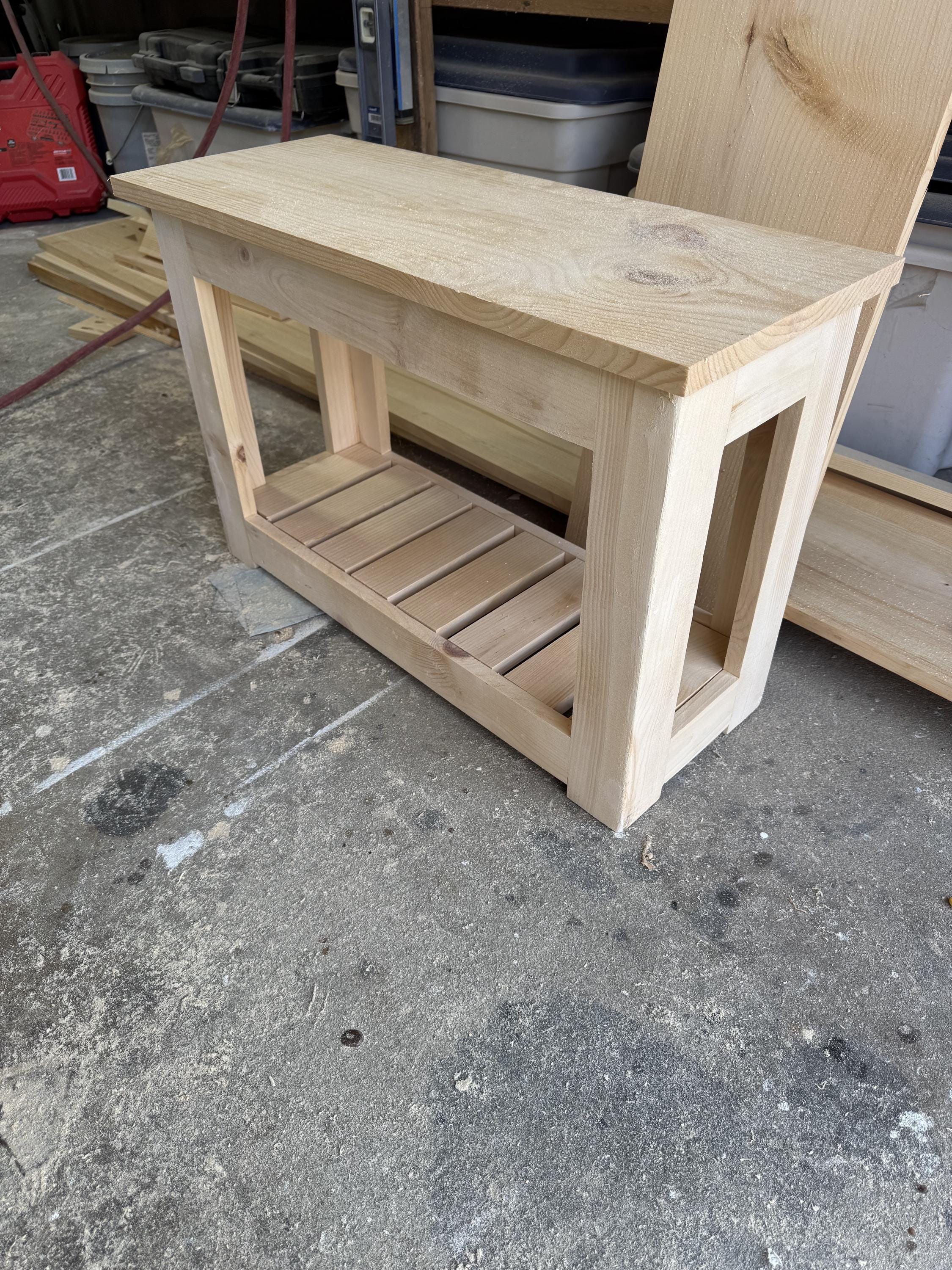 Small Farmhouse Entryway Bench, Compact Wood Shoe Bench for Apartments, Mudroom Seating with Storage, view 4
