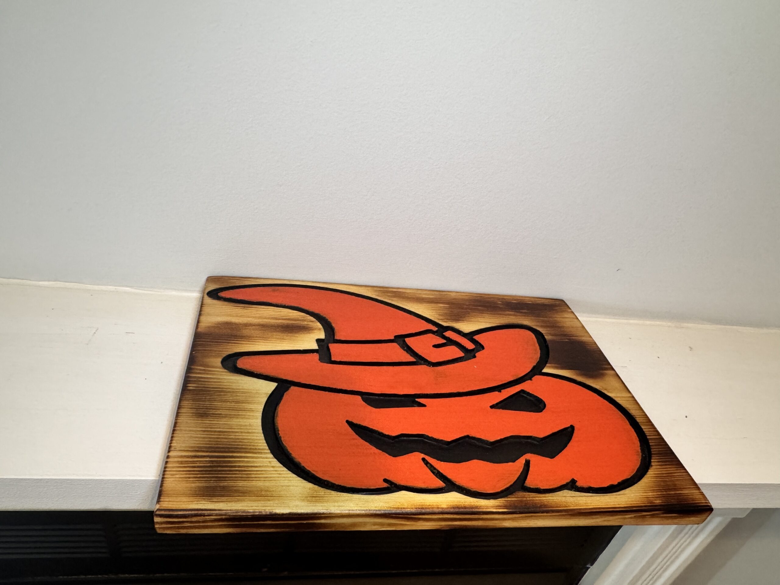 Wooden Wall Hanging, CNC-Carved Halloween Pumpkin Decor | 11 x 16 x 3/4 Inch, view 8