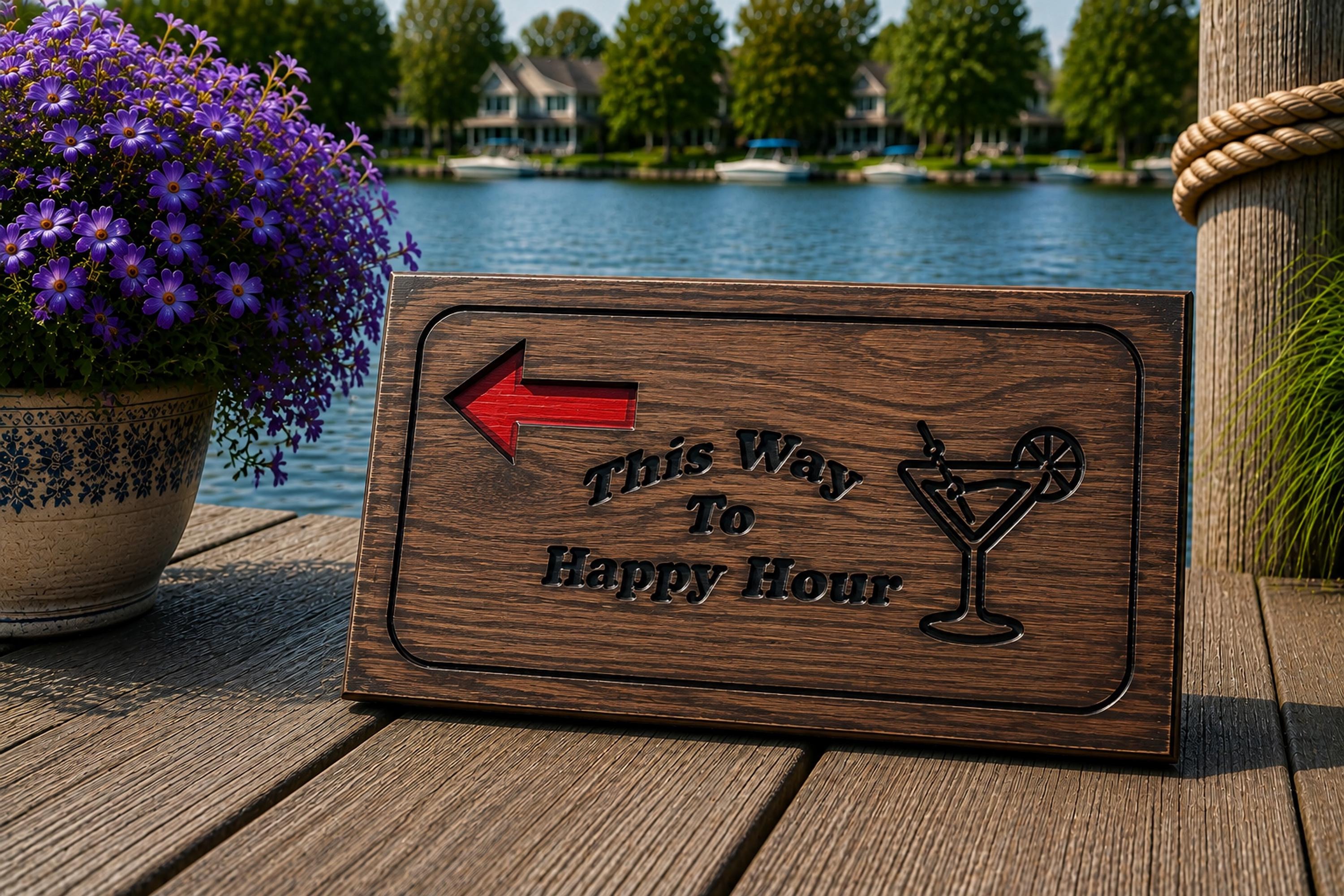 Cocktail Bar Sign, 8 x 16 Inch Pine Wood Wall Hanging, view 6