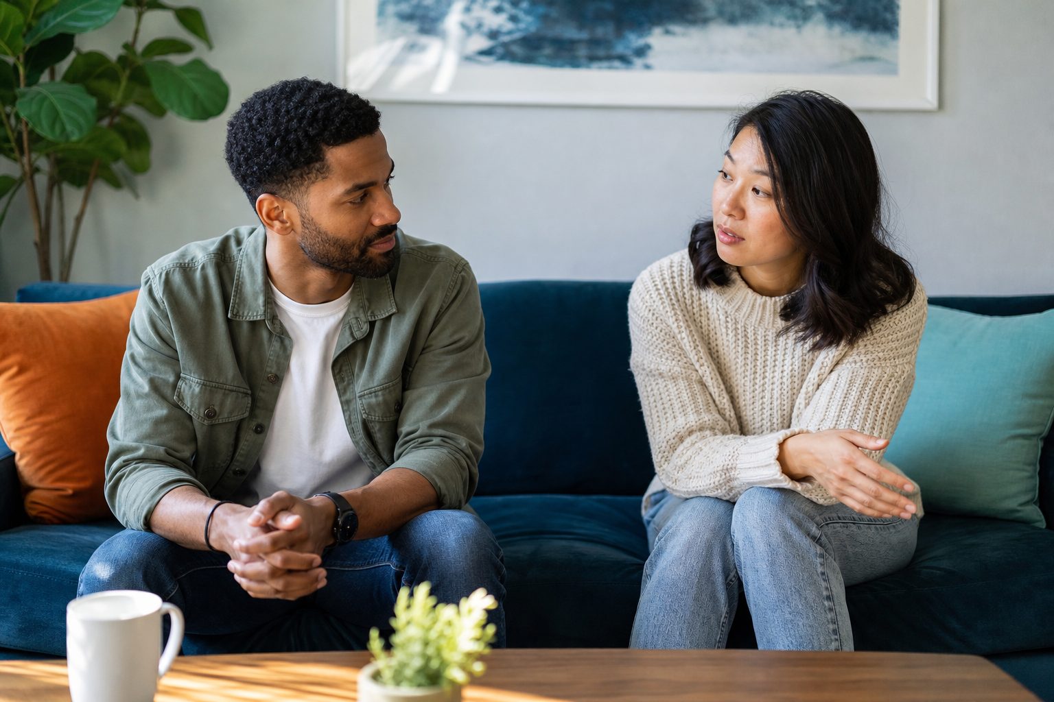 Two partners making room for a difficult conversation