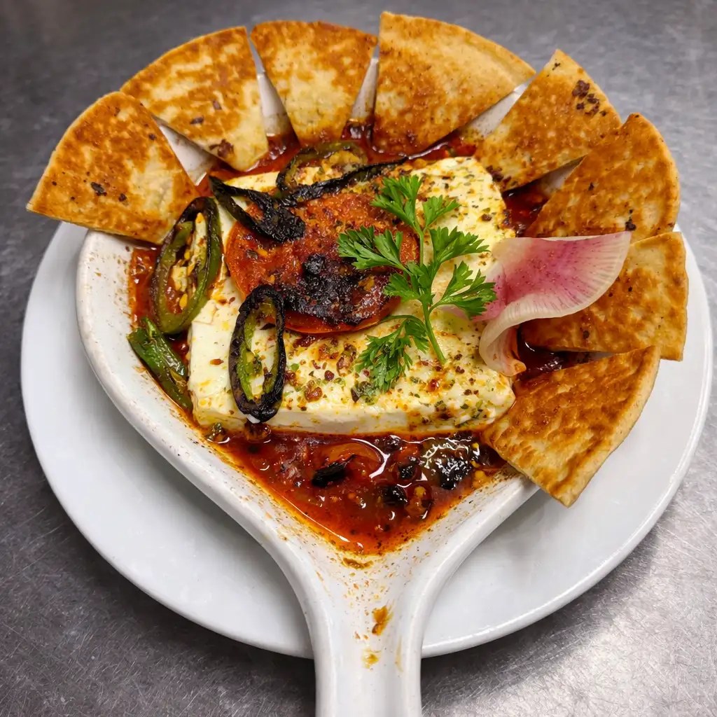 Greek baked feta from the dinner menu