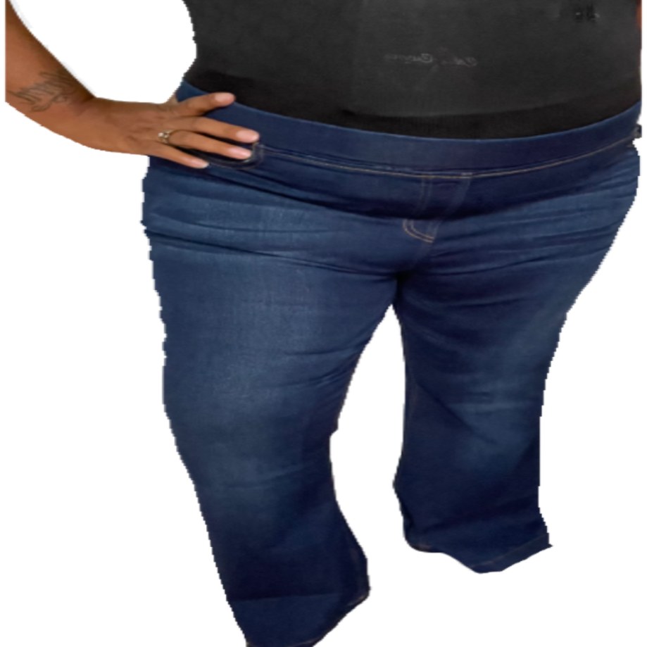 Wide-leg dark denim for a comfortable birthday outfit base