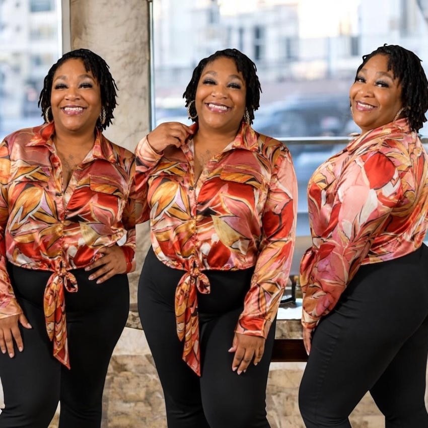 Vibrant floral satin tie-front top