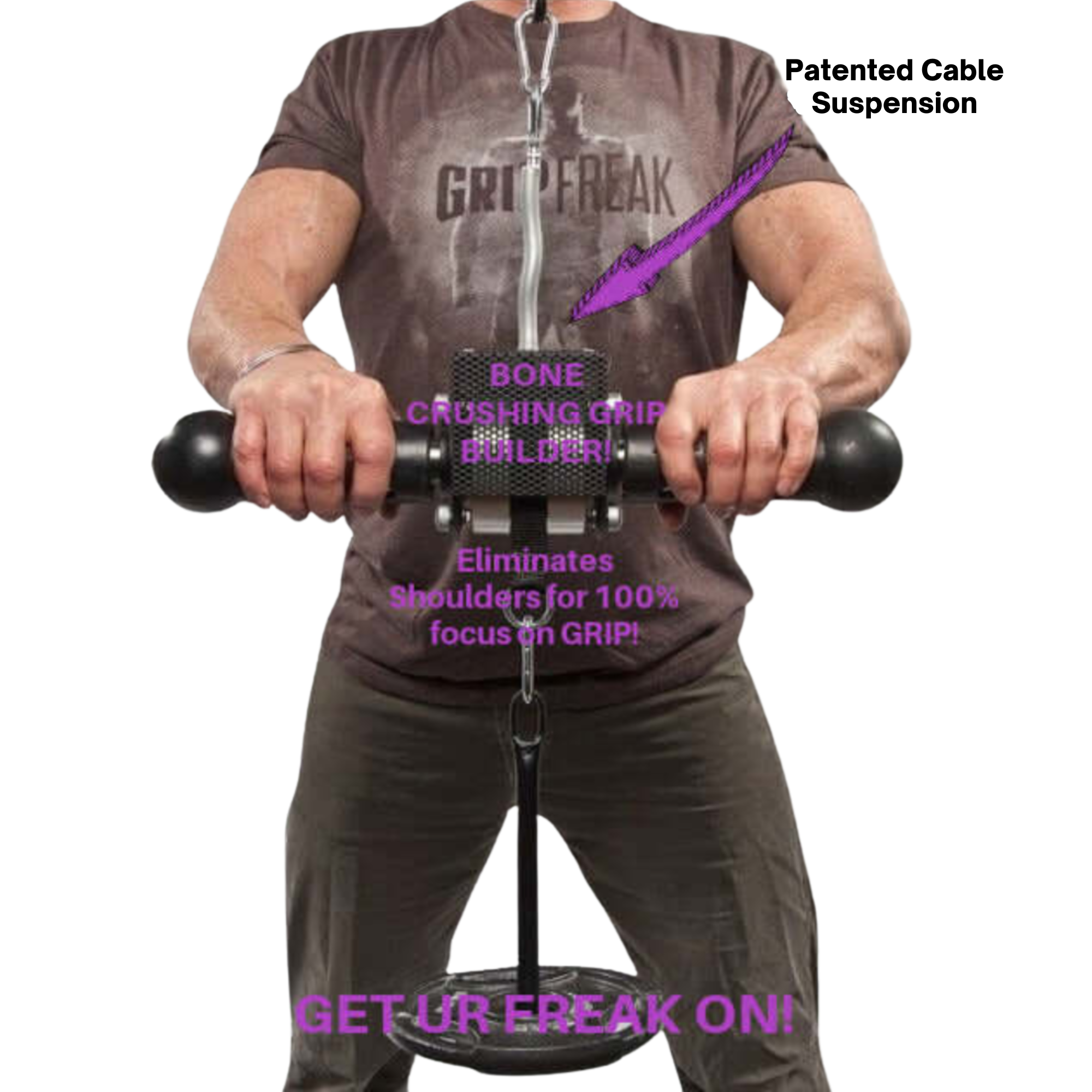 Grip Freak Fat Grip Strengthener With Weight Plate Pin Plus Dumbbell Hook