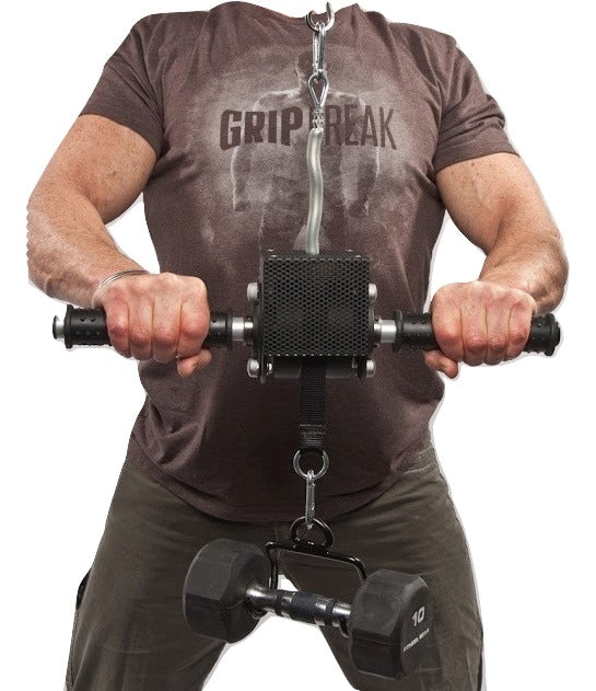GRIP FREAK 'Slip Grip' Forearm Workout Tool with Weight Plate Pin and Dumbbell Hook