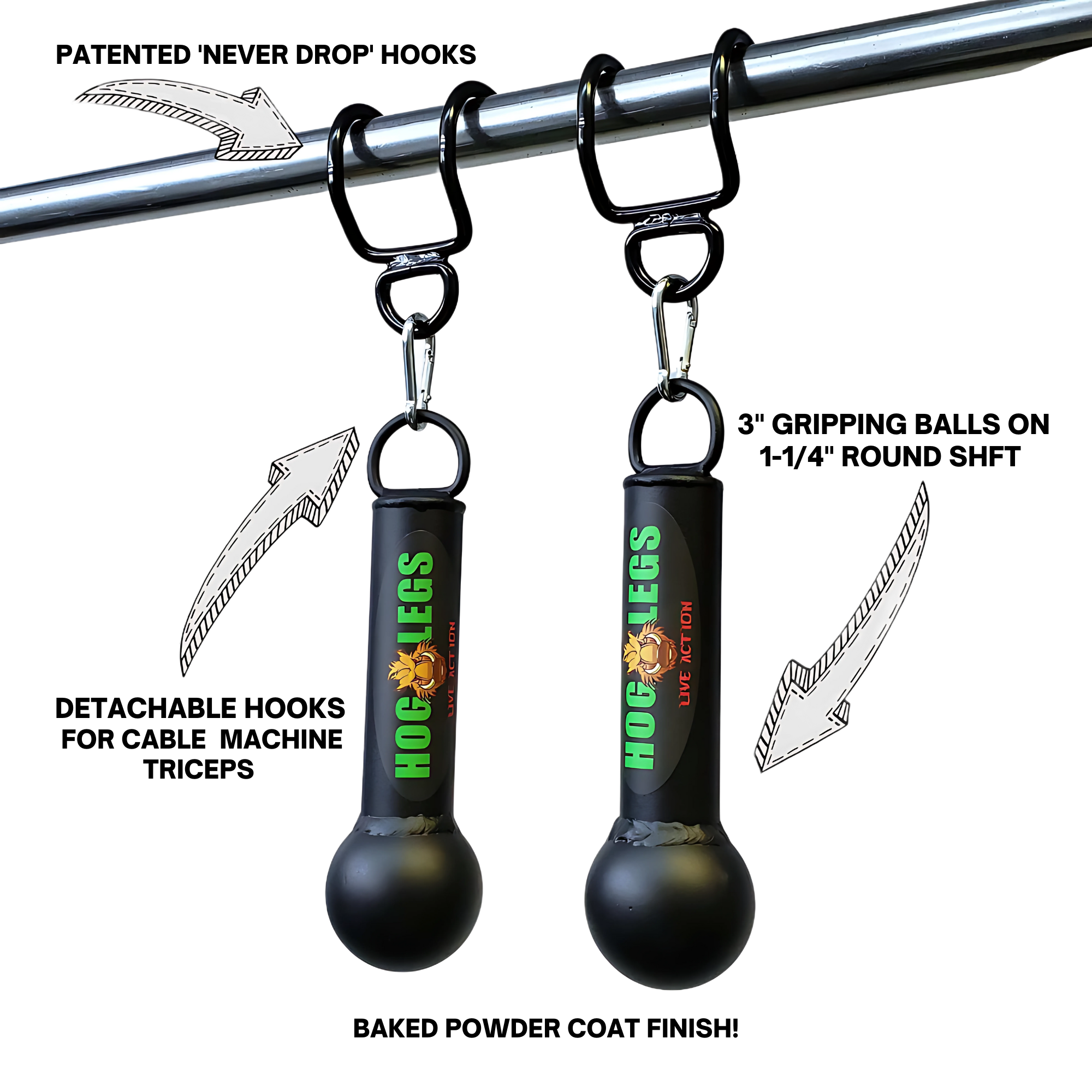 HOG LEGS Fist Full Pullup Handles & Tricep Attachment