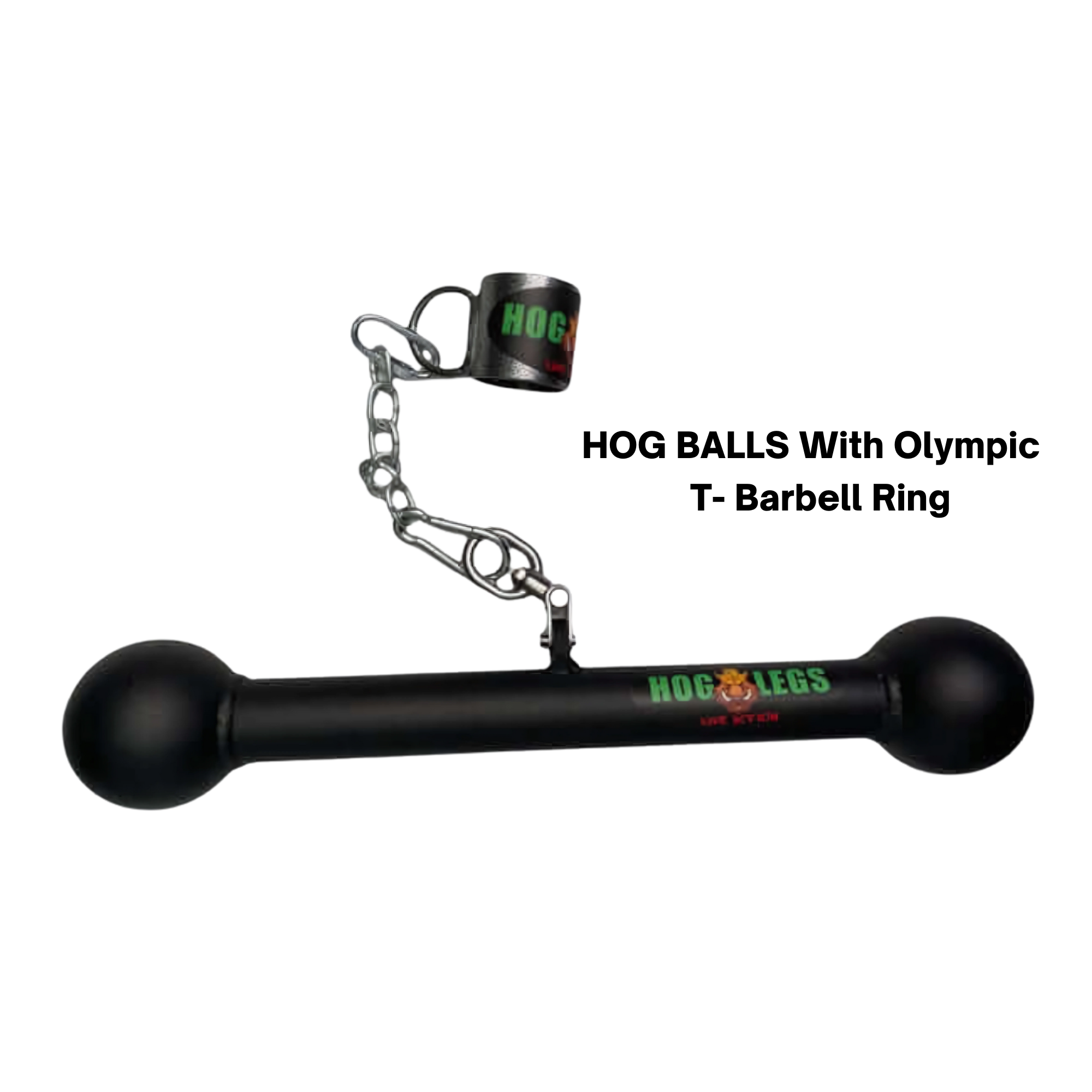 HOG LEGS Hog Balls Upper Body Exercise Equipment Bar - Olympic T-barbell Row Ring - Chain & Carabiner