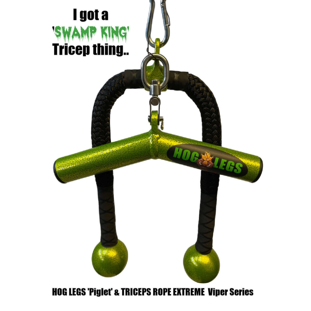 HOG LEGS Piglet Fat Grip plus matching Viper Tricep Rope in Swamp King Green!
