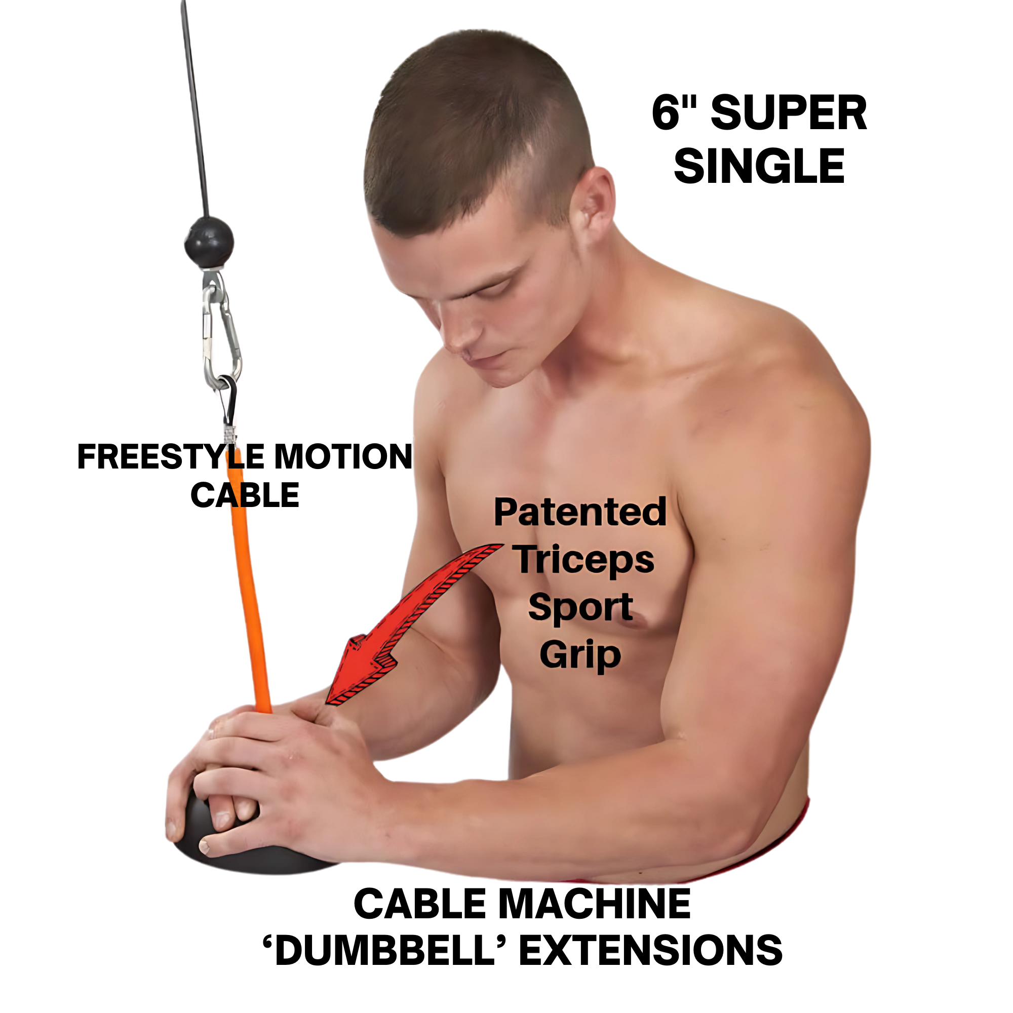 TRIBELLS 6" Palms Grip Tricep attachment destroys dumbbells!