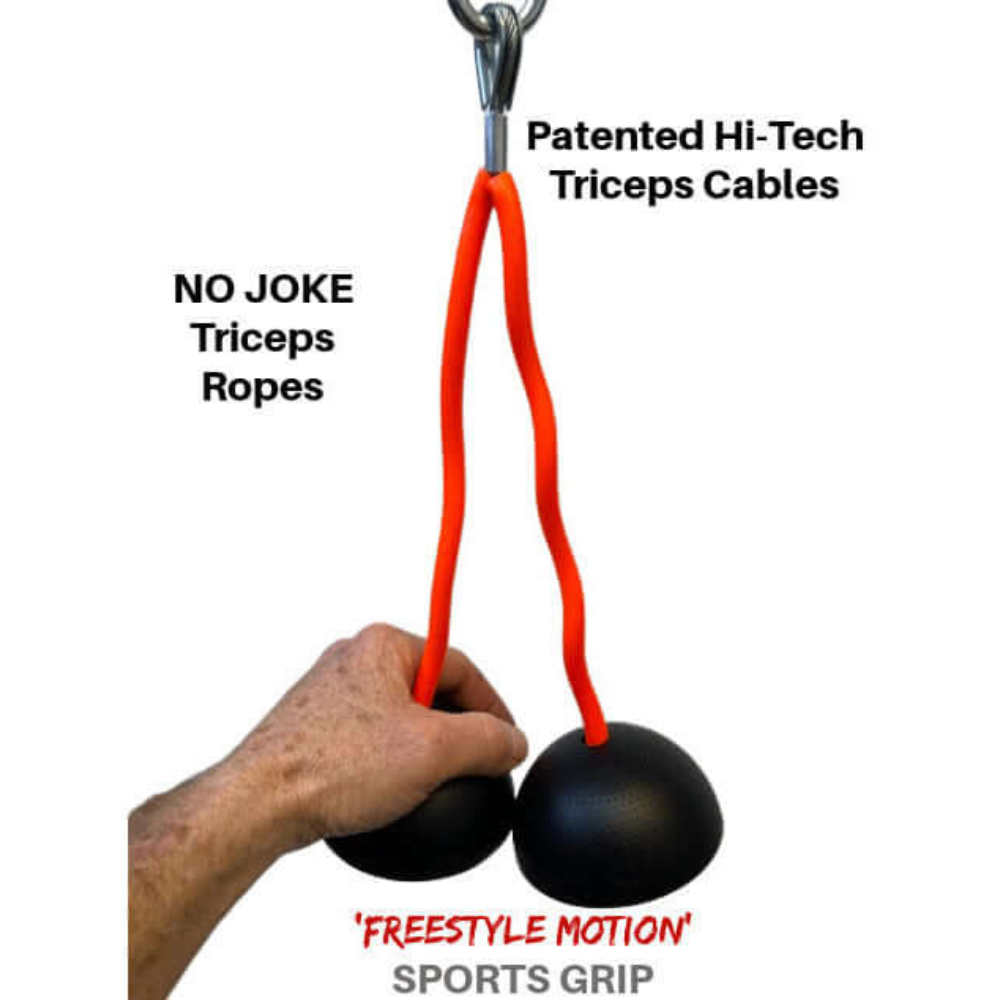 TRIBELLS 4" 'Double' Tricep Workout with Cables Gym Handles